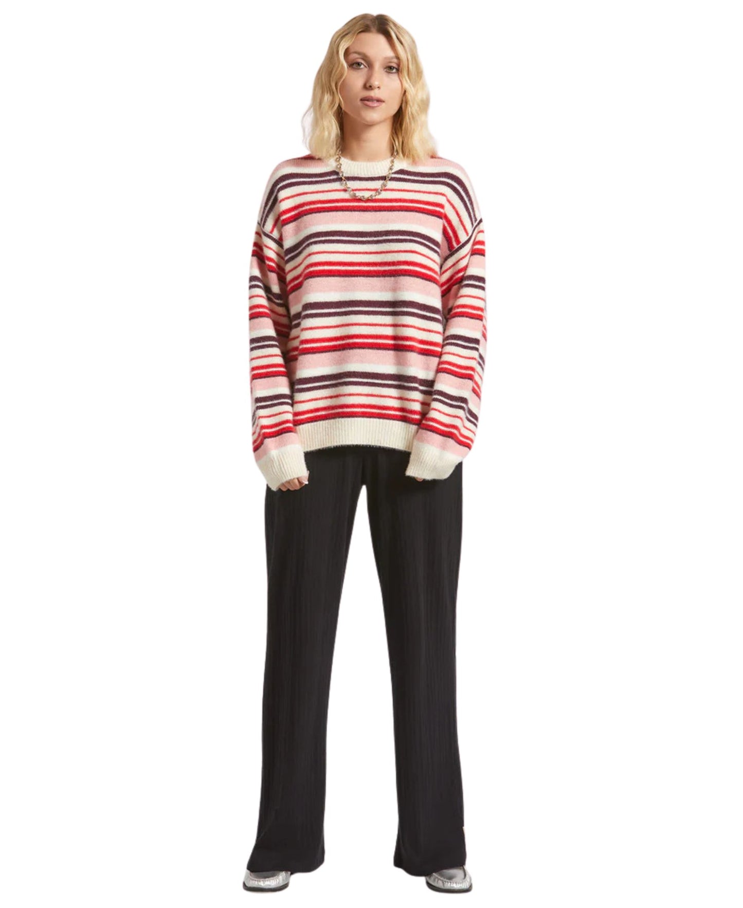 Brixton Women's Cozy Crew Sweater - Multi Stripe