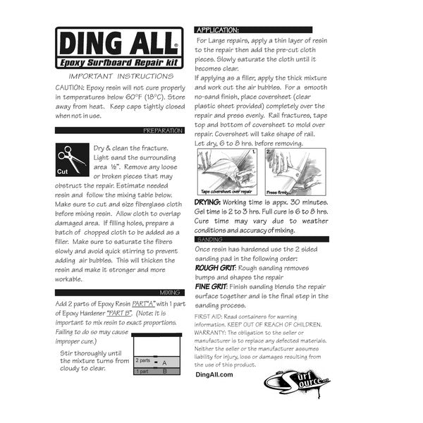 Ding All Standard Epoxy Resin 3oz Repair Kit
