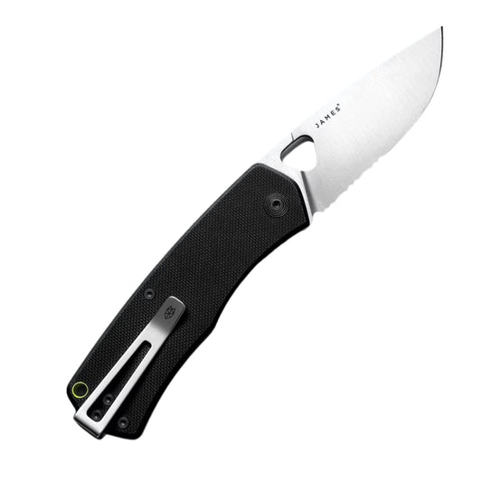 James Brand Folsom Black + Stainless Serrated Pocket Knife