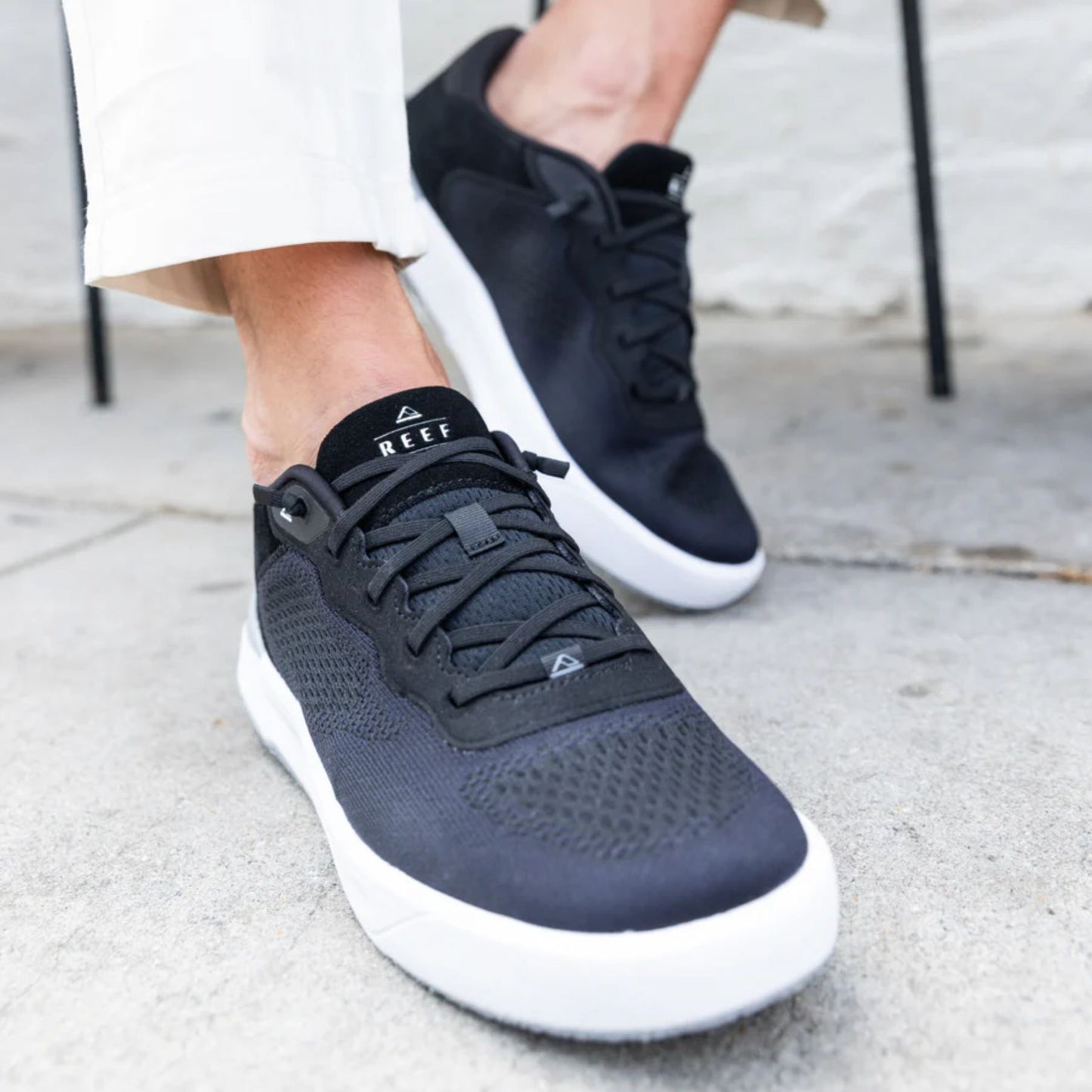 Reef Shoreline Del Mar Black & White Men's Sneakers - Black Wihite