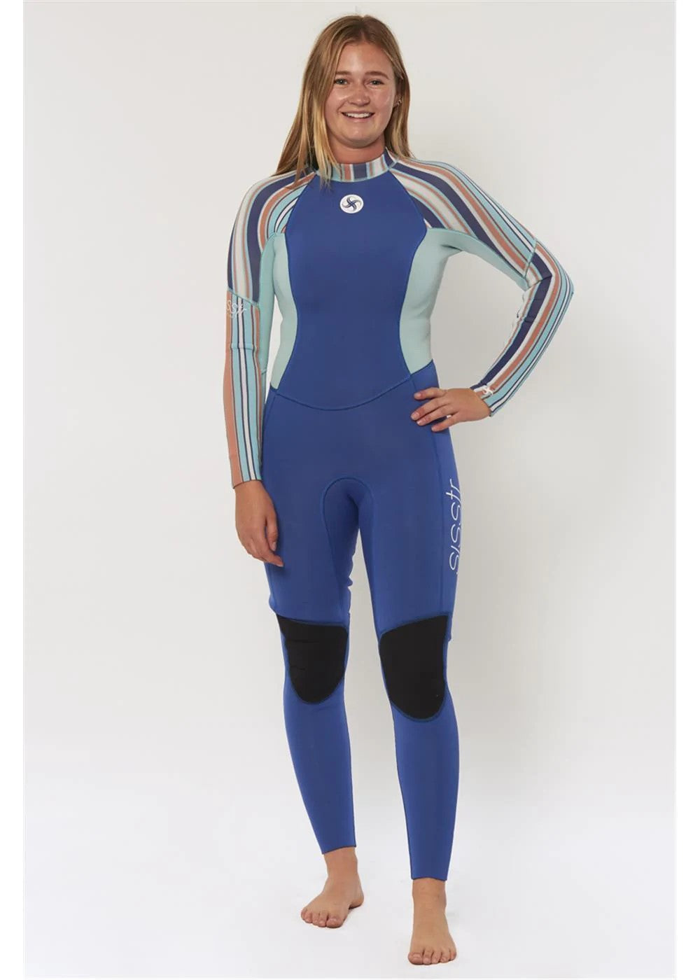 Sisstrevolution Youth Summer Seas Back Zip Full Suit - Baja Blue