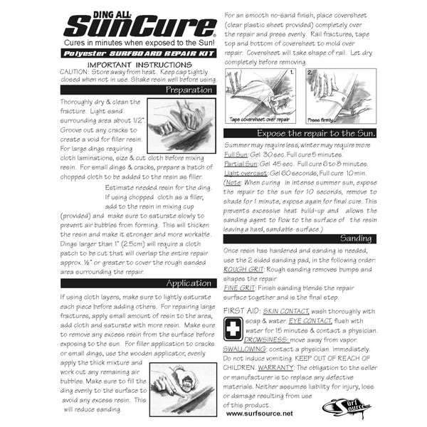Suncure Polyester Fiberglass 2oz Repair Kit - Assorted