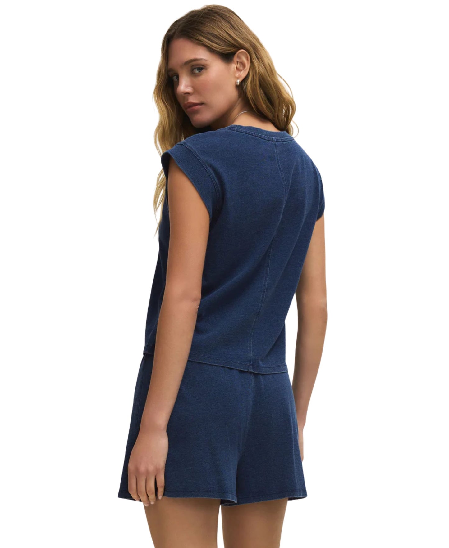 Z Supply Camino Cotton Jersey Denim Tee - Indigo