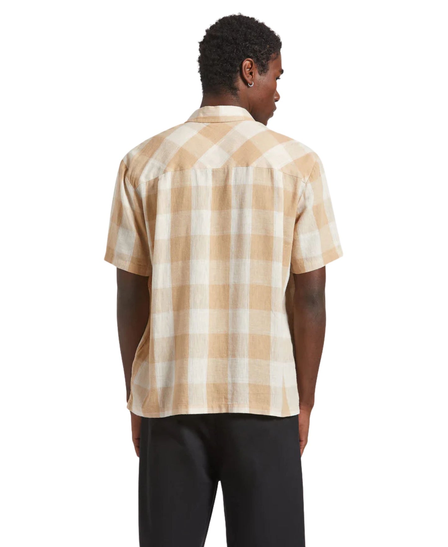 Brixton Cru Linen Blend Shirt - Off White/ Sand
