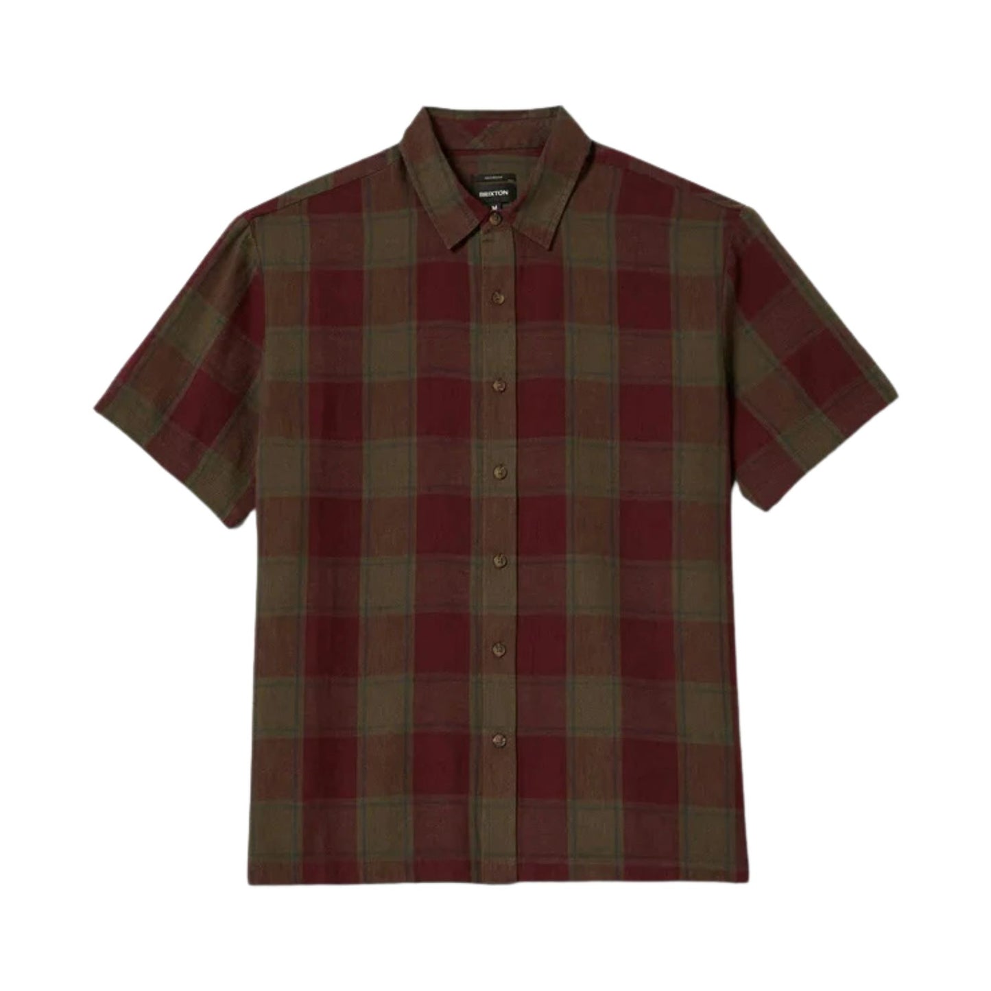 Brixton Cru Linen Blend Shirt - Olive Surplus/ Port