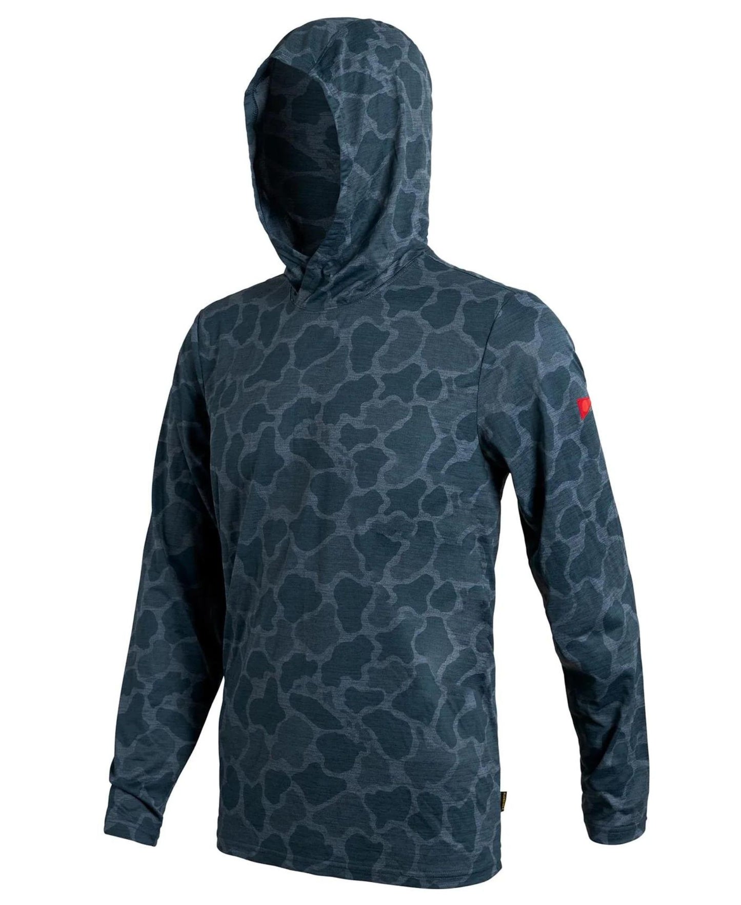 Florence Marine X Airtex Long Sleeve Hooded Shirt - Heather Light Sea Blue Camo
