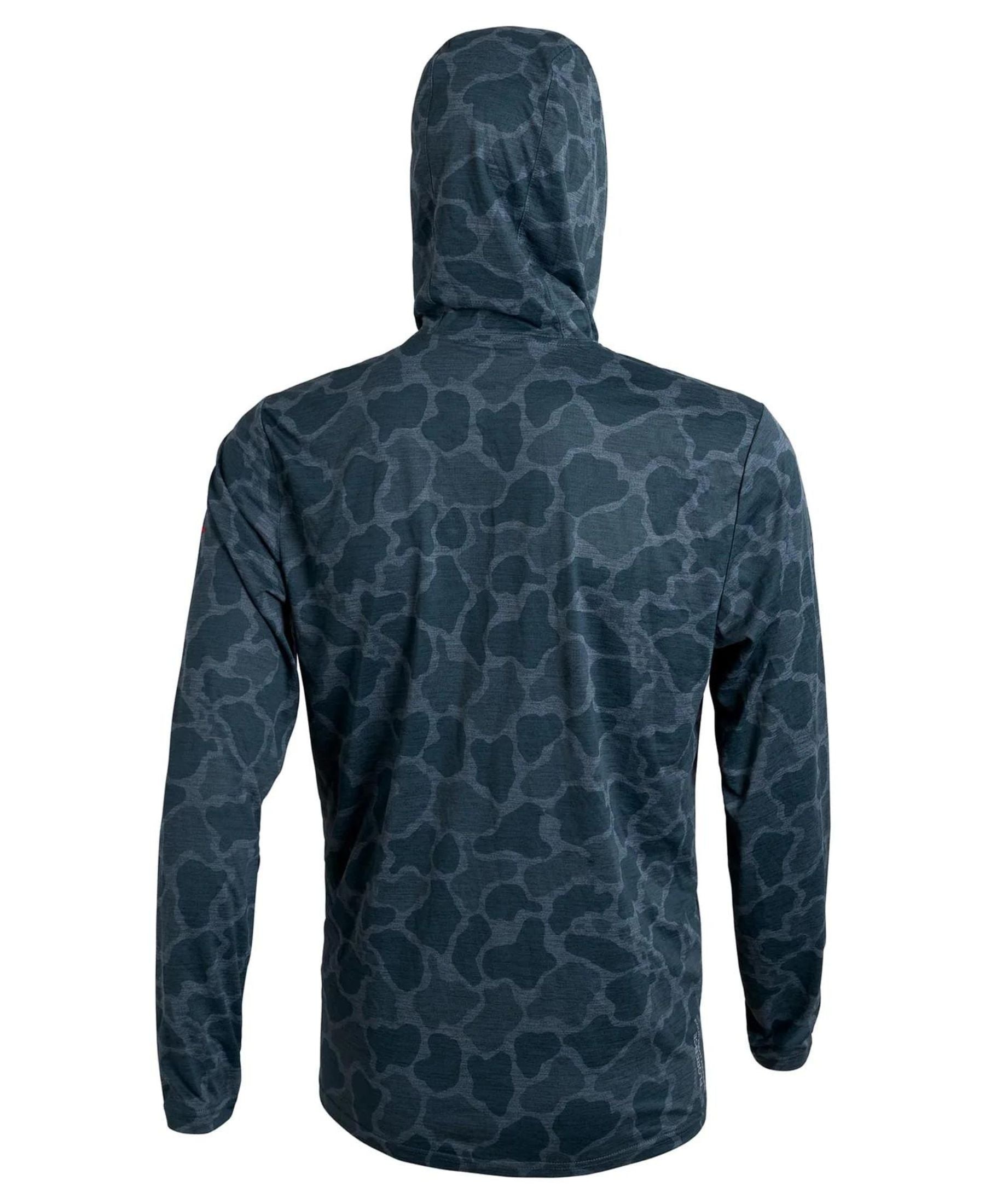 Florence Marine X Airtex Long Sleeve Hooded Shirt - Heather Light Sea Blue Camo