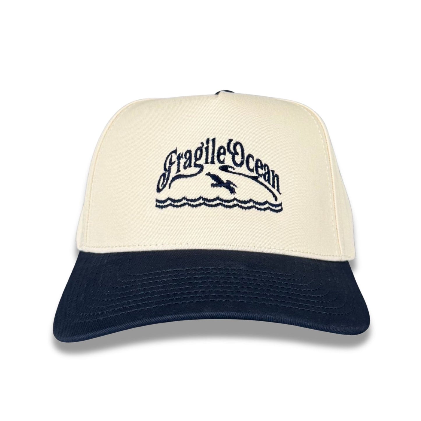 Fragile Ocean 3 Arch Embroidered Hat - Navy