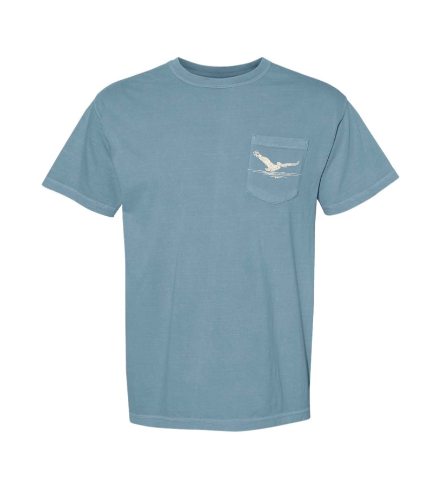 Fragile Ocean Wings Pocket Tee - Teal Blue
