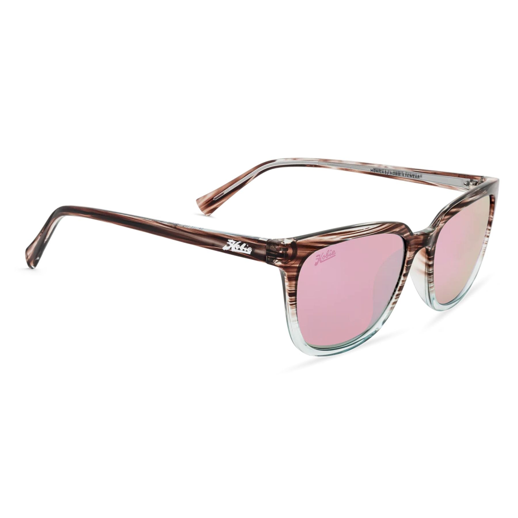 Hobie Polarized Monica Shiny Wood Grain / Aqua Blue Fade & Pink Mirror Singlasses - Aqua