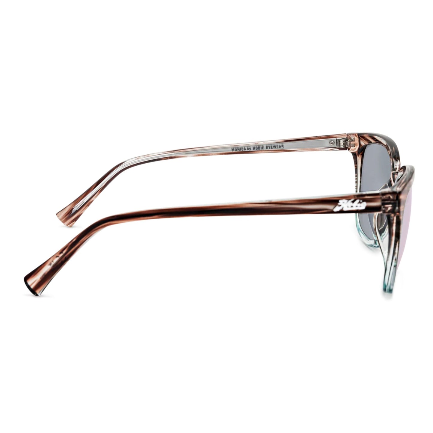 Hobie Polarized Monica Shiny Wood Grain / Aqua Blue Fade & Pink Mirror Singlasses - Aqua