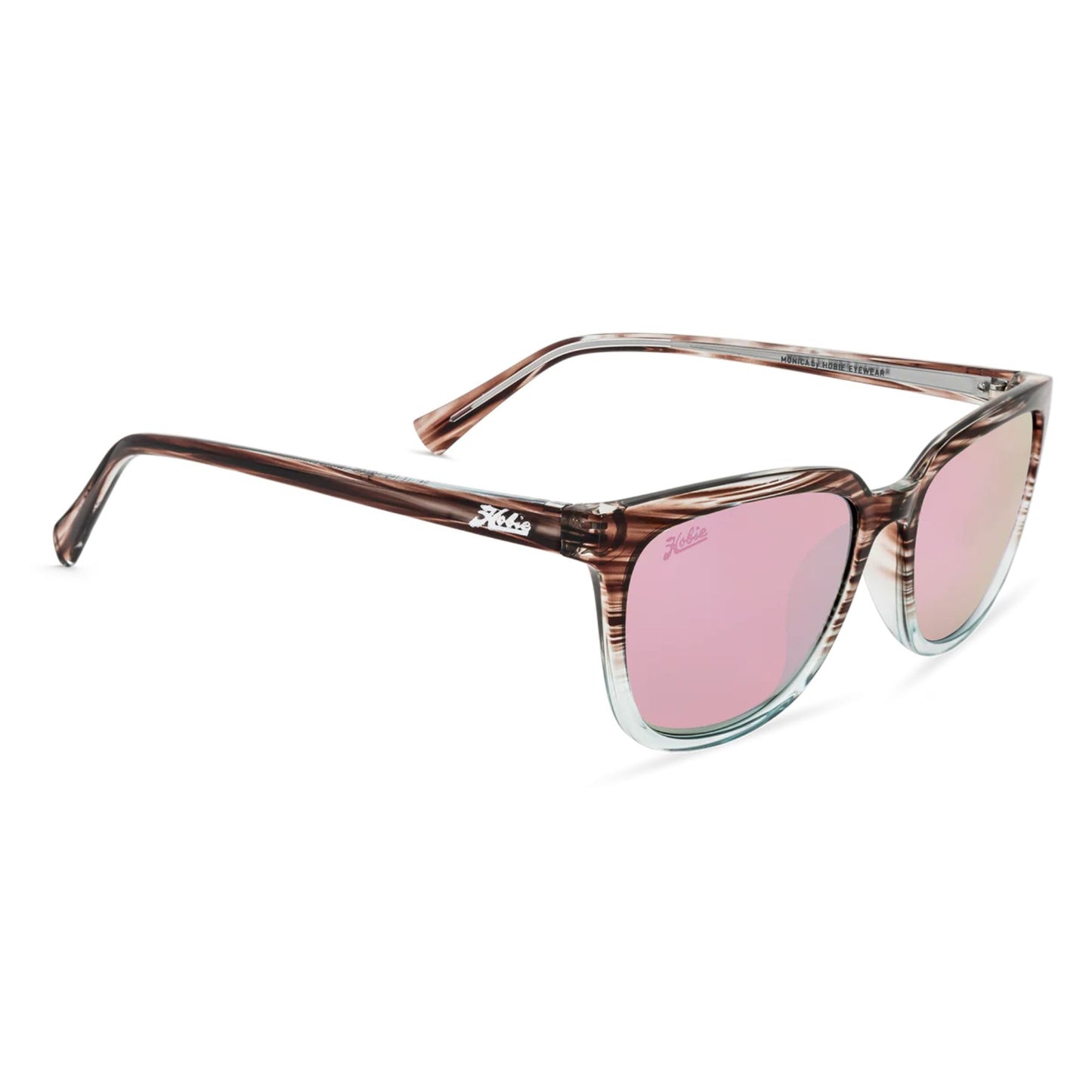 Hobie Polarized Monica Shiny Wood Grain / Aqua Blue Fade & Pink Mirror Singlasses