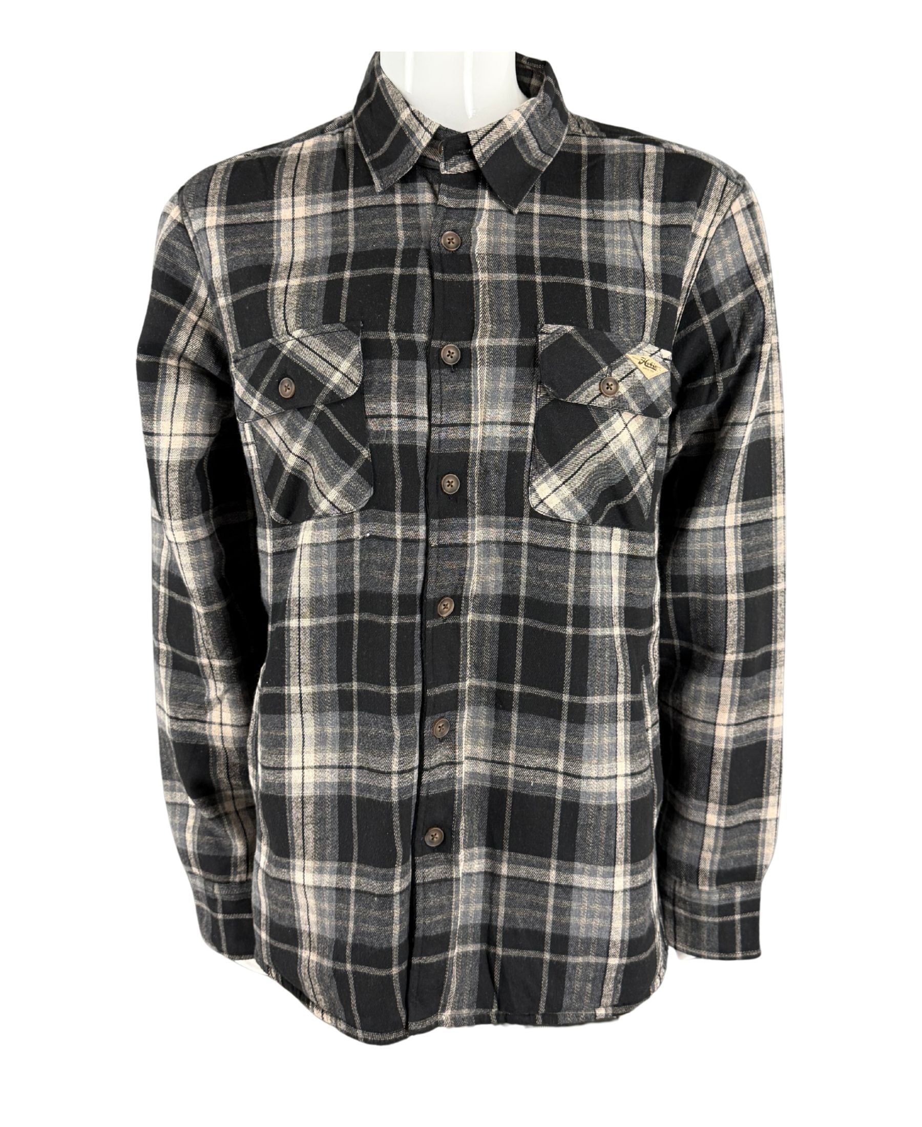 Hobie Zack Sherpa Lined Flannel Jacket - Black & Tan