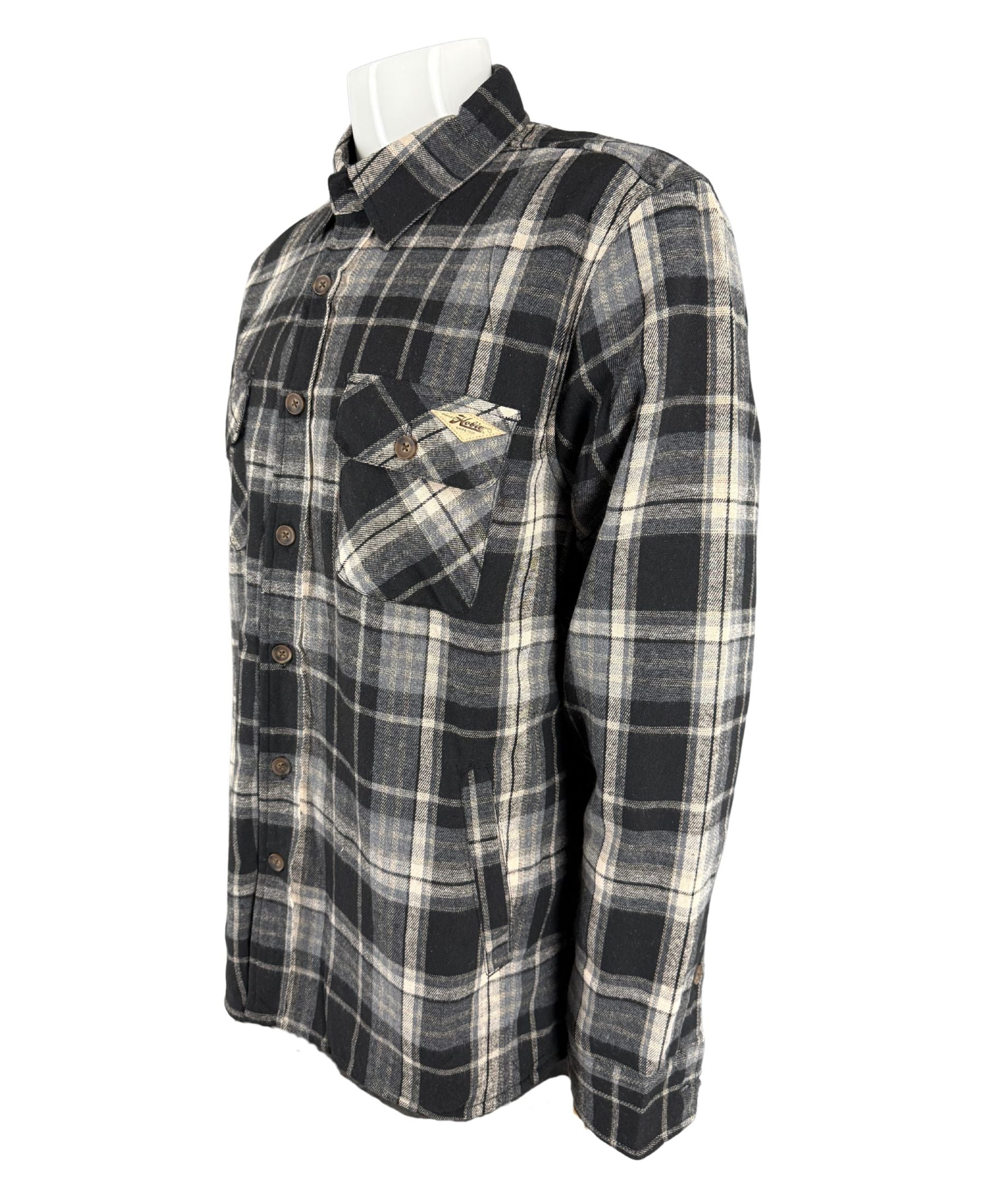 Hobie Zack Sherpa Lined Flannel Jacket - Black & Tan
