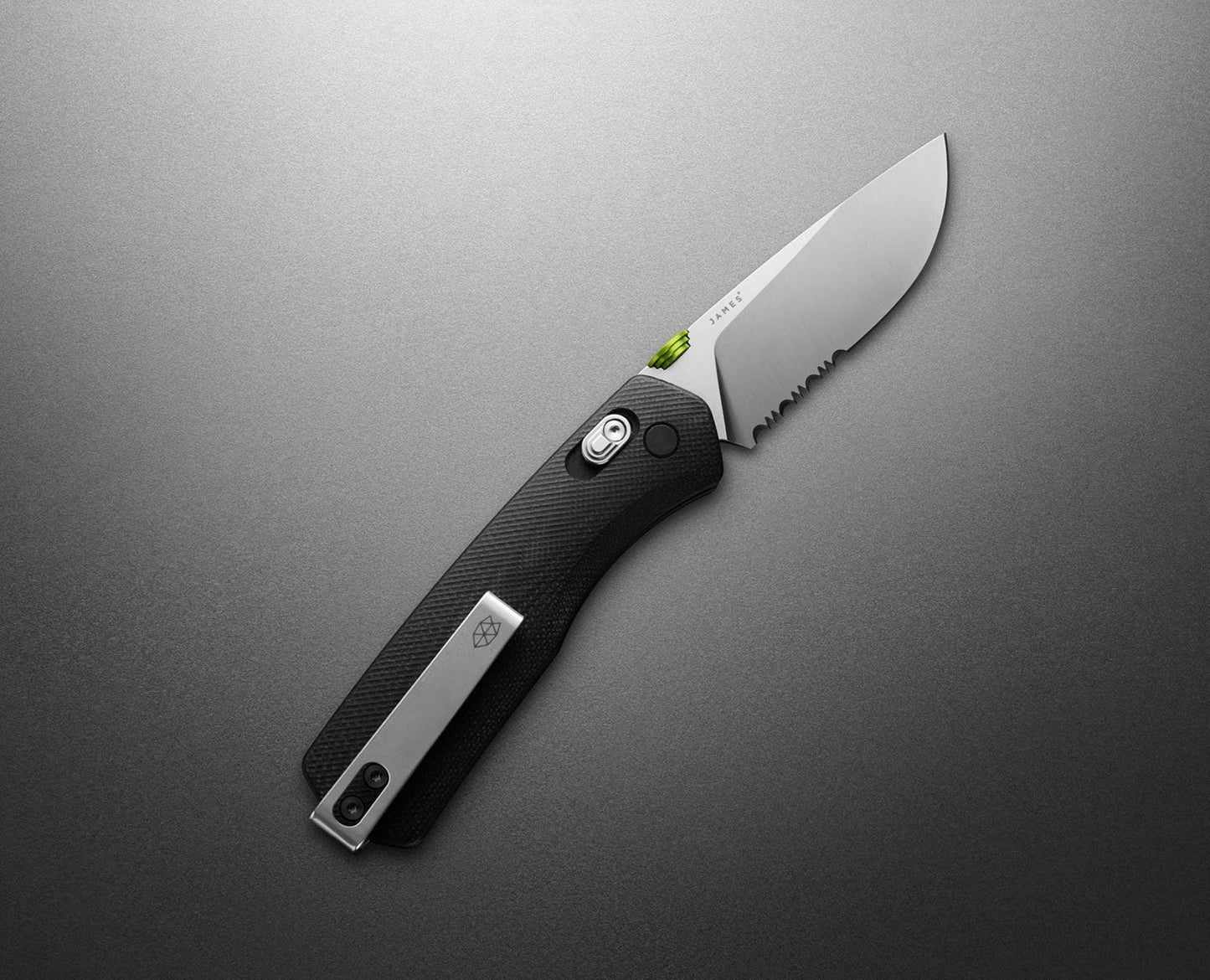 James Brand Carter Medium Black + Stainless Steel Serrated Knife  - Black + Stainless Steel