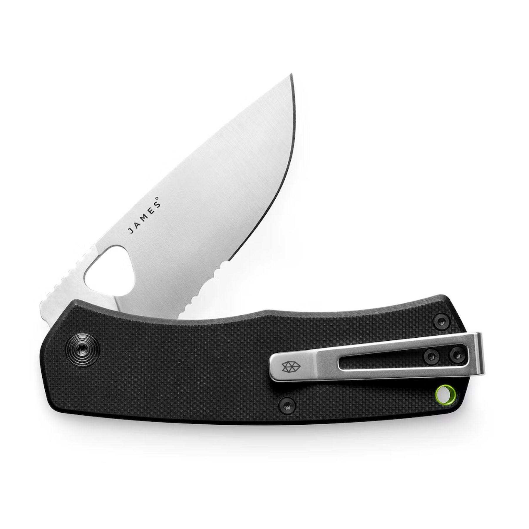 James Brand Folsom Black + Stainless Serrated Pocket Knife