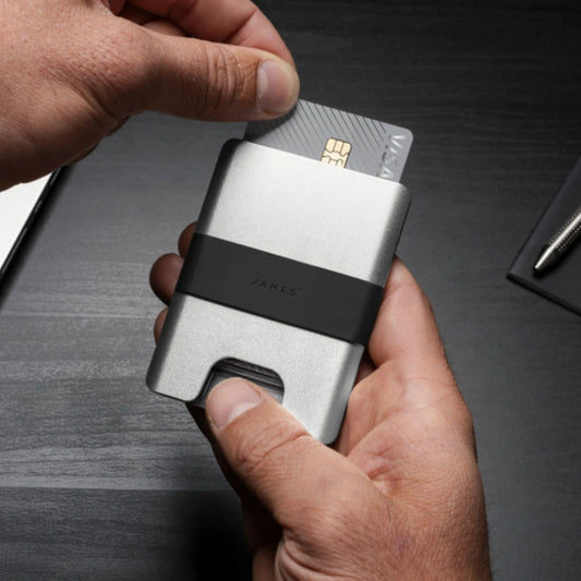 James Brand The Lowe Silver & Black Card Holder Wallet