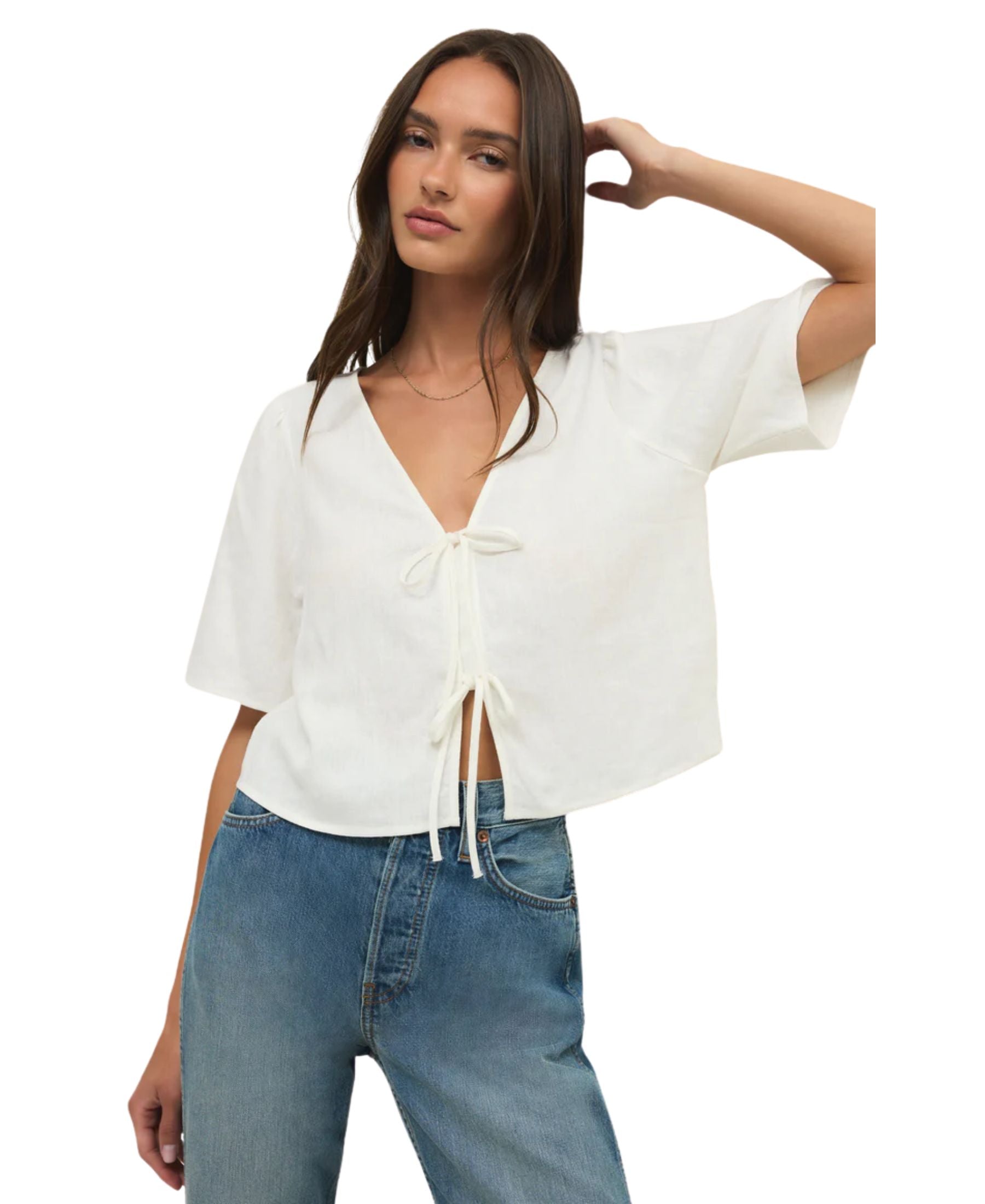La Belle Linen Cropped Top