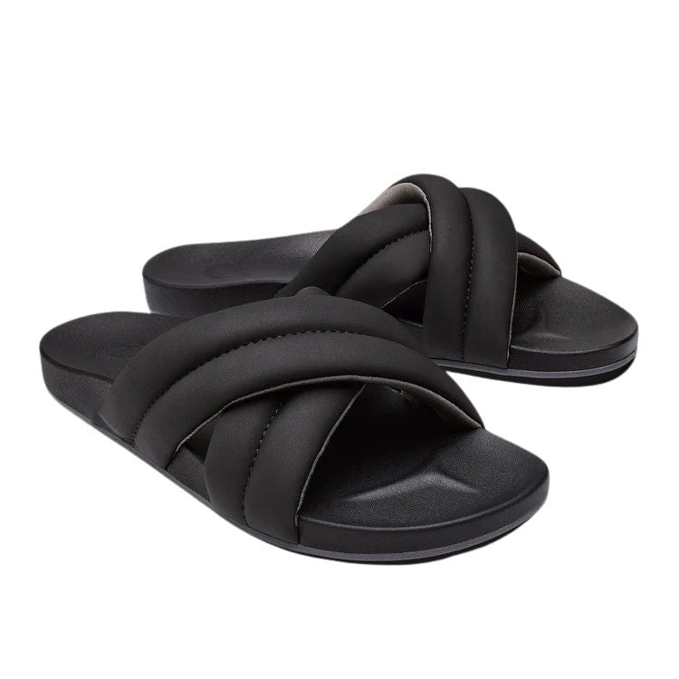 Olukai Hila Women's Puffy Slide Sandals  - Black