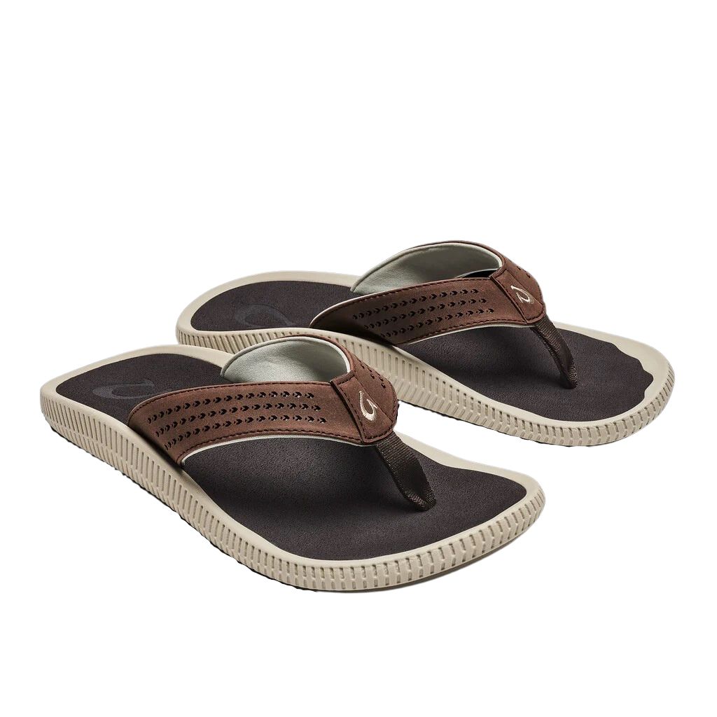 Olukai Ulele Men's Beach Sandals  - Dark Wood Brown