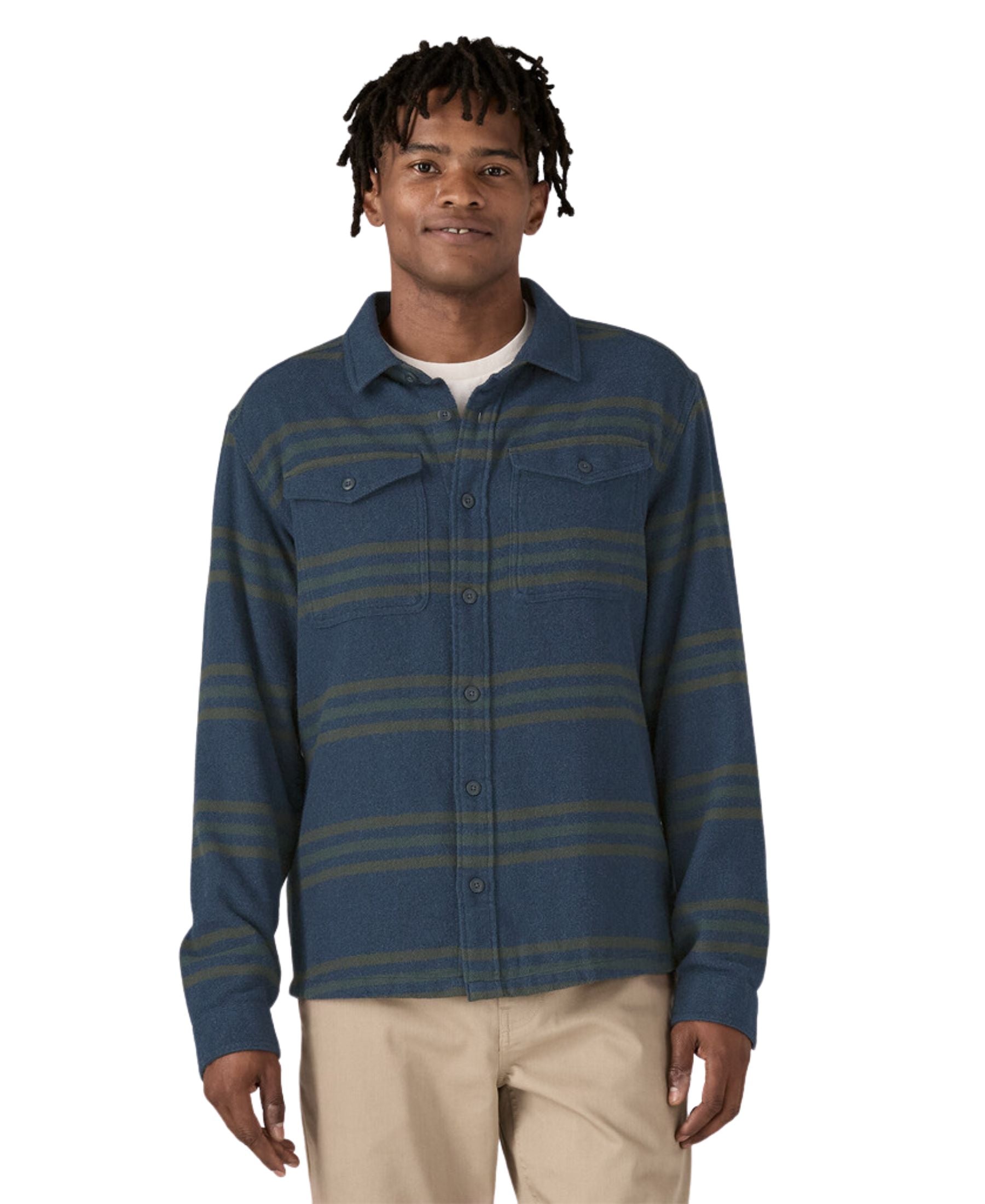 Patagonia Men's Fjord Flannel Shirt - Treelined: Smolder Blue