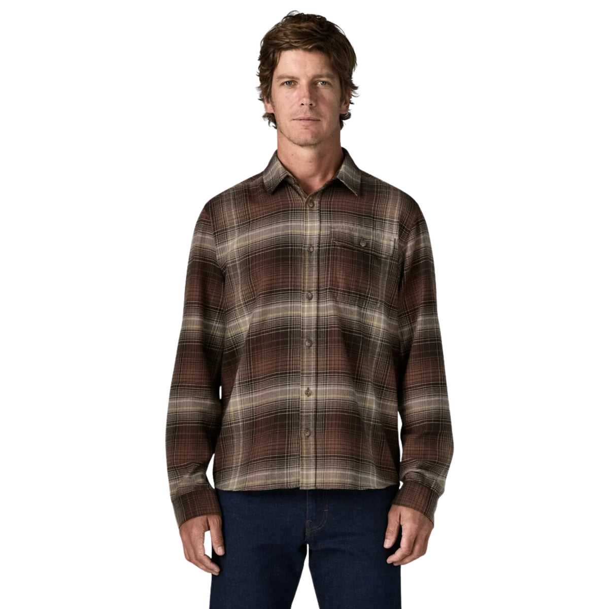 Patagonia Men's Long-Sleeved Lightweight Fjord Flannel Shirt - Melting Ombre: Den Brown