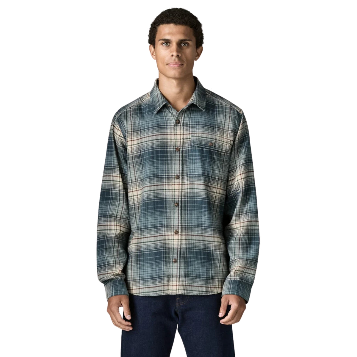 Patagonia Men's Long-Sleeved Lightweight Fjord Flannel Shirt - Melting Ombre: Summit Blue