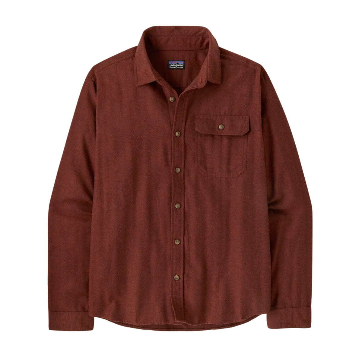 Patagonia Men's Long-Sleeved Lightweight Fjord Flannel Shirt - Mirror Weave: Rusty Red