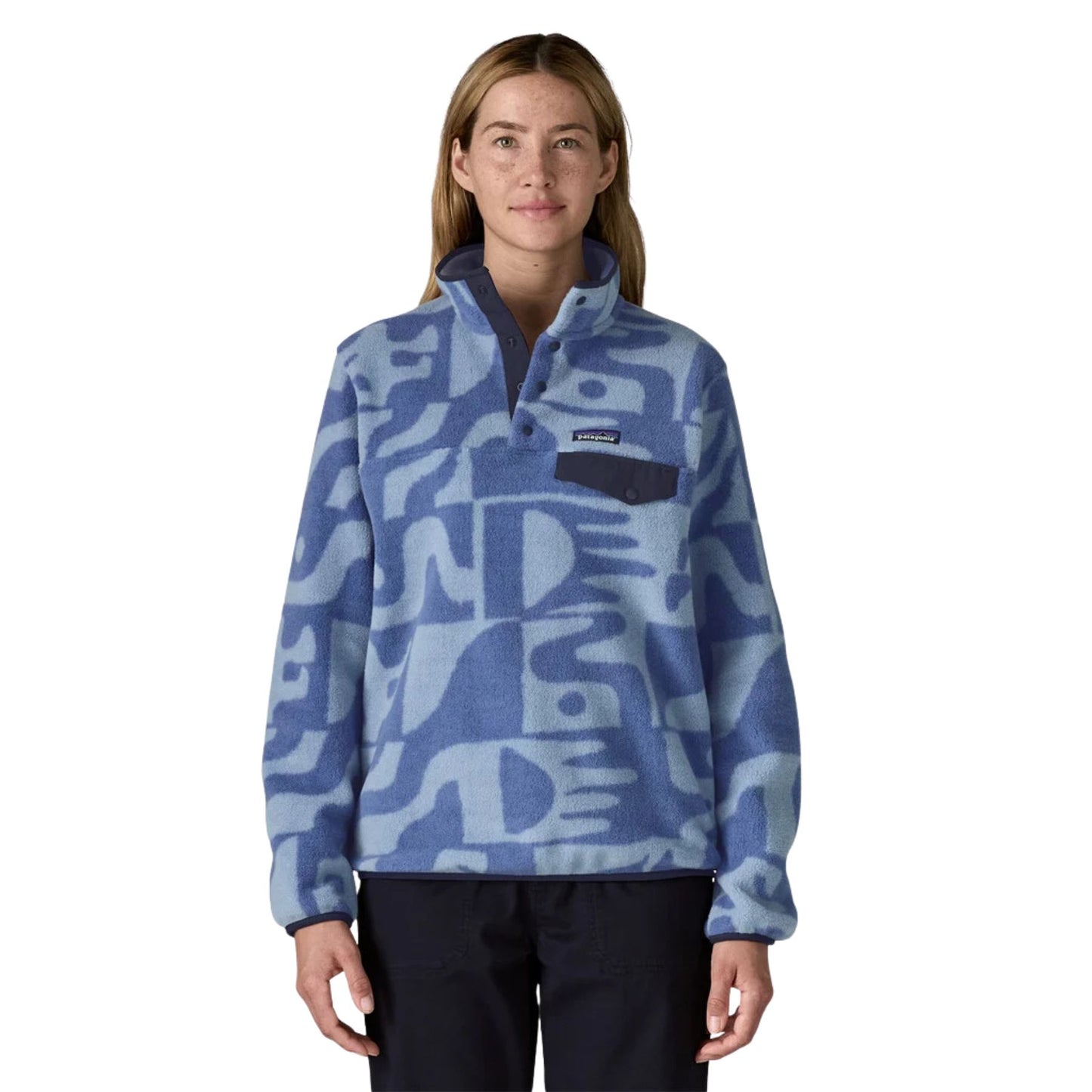 Patagonia Women's Lightweight Synchilla Snap-T Fleece Pullover - Mother Tree: Barnacle Blue