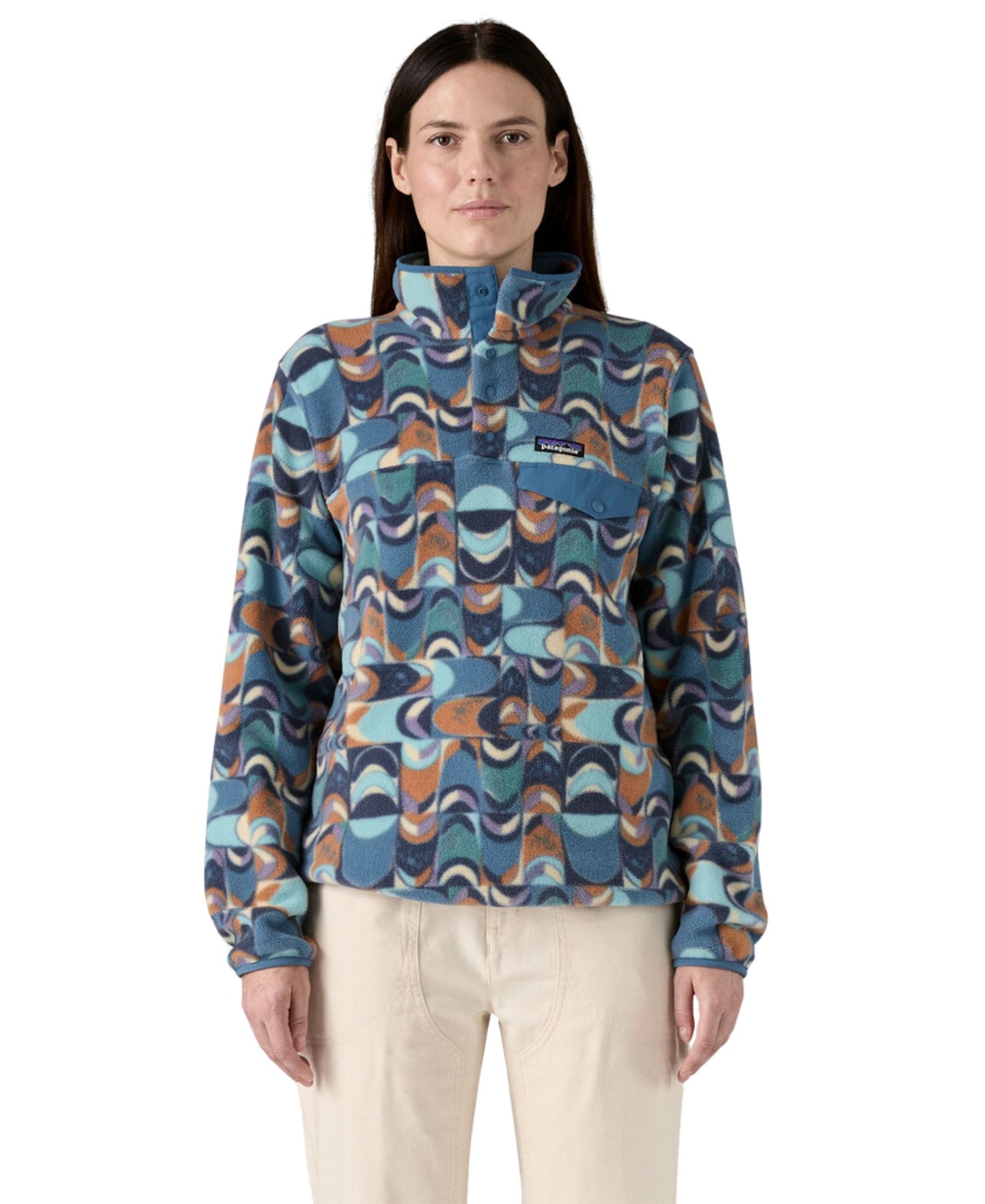 Patagonia Women's Lightweight Synchilla Snap-T Fleece Pullover - Swallowtail Geo: Still Blue