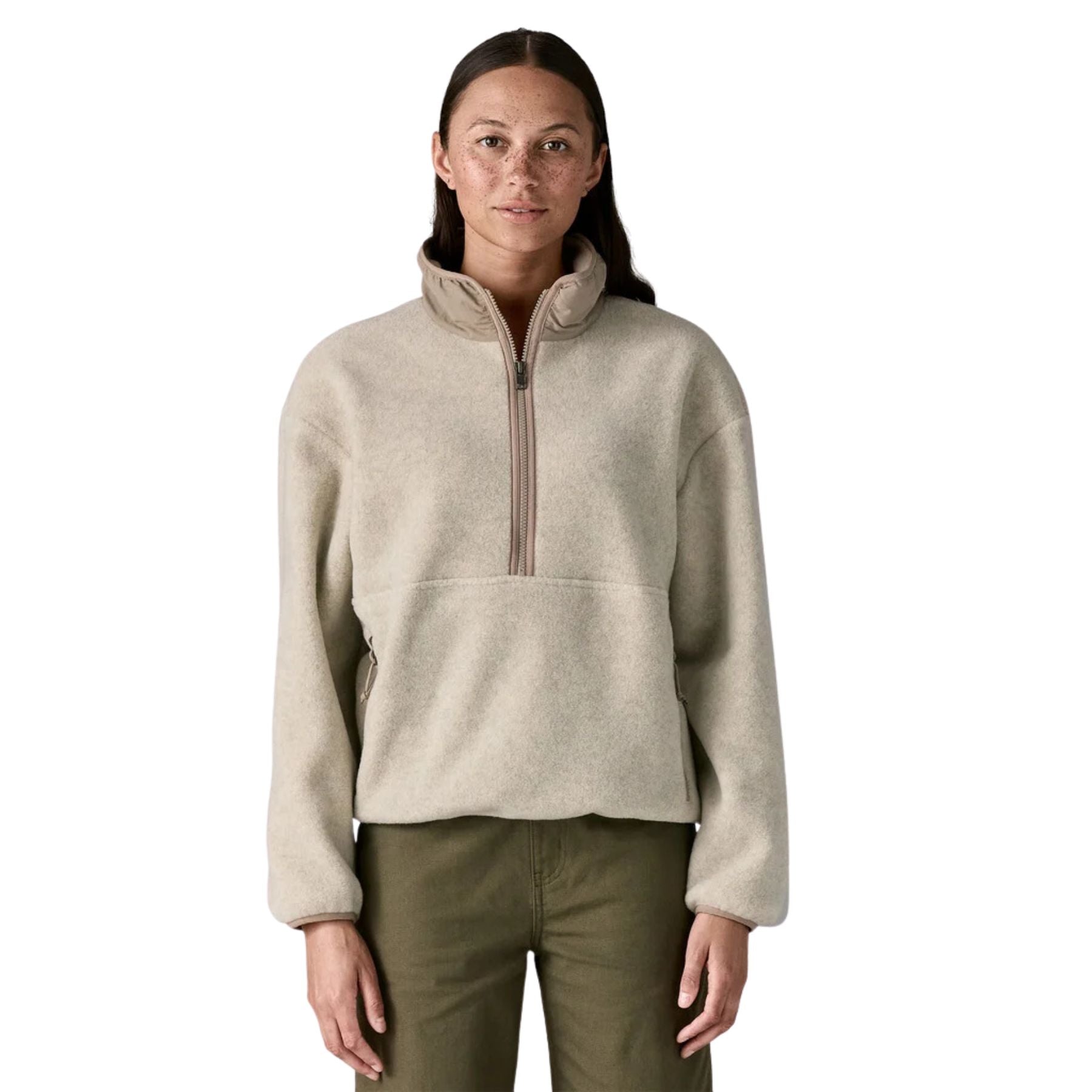 Patagonia Women's Synchilla Fleece Marsupial  - Oatmeal Heather w/ Seabird Grey