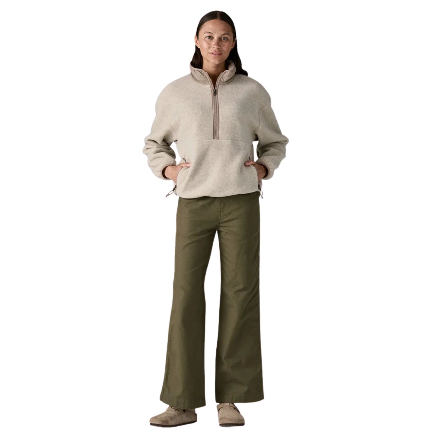 Patagonia Women's Synchilla Fleece Marsupial  - Oatmeal Heather w/ Seabird Grey