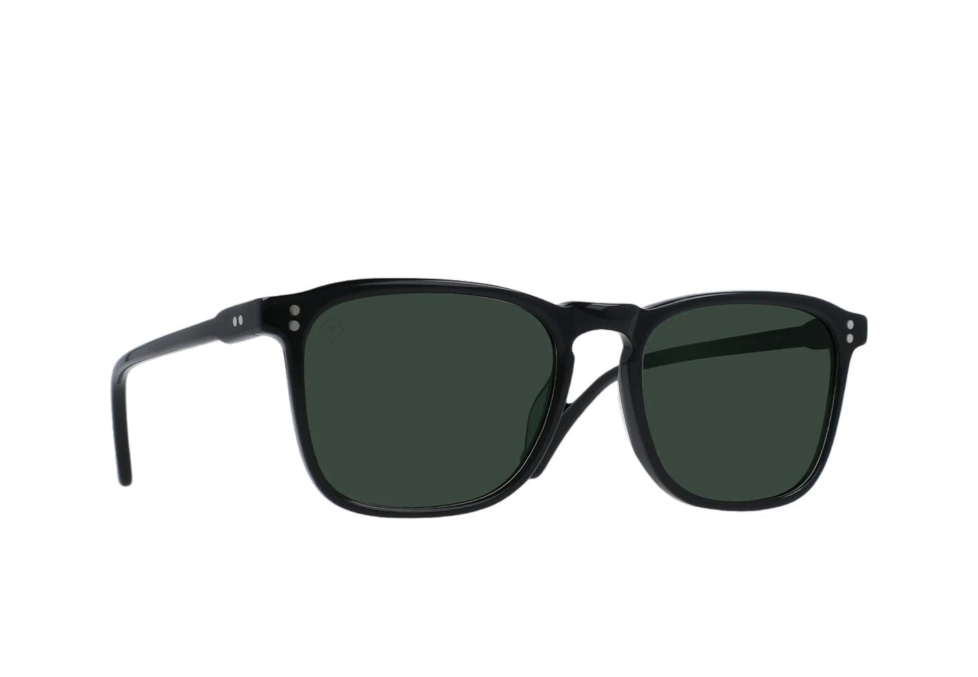 Raen Wiley Recycled Black & Green Polarized Men's Square Sunglasses  - Recycled Black / Green Polarized