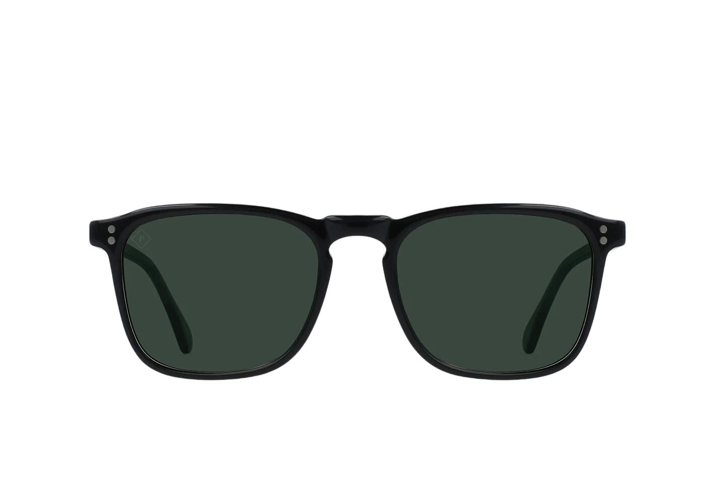 Raen Wiley Recycled Black & Green Polarized Men's Square Sunglasses  - Recycled Black / Green Polarized