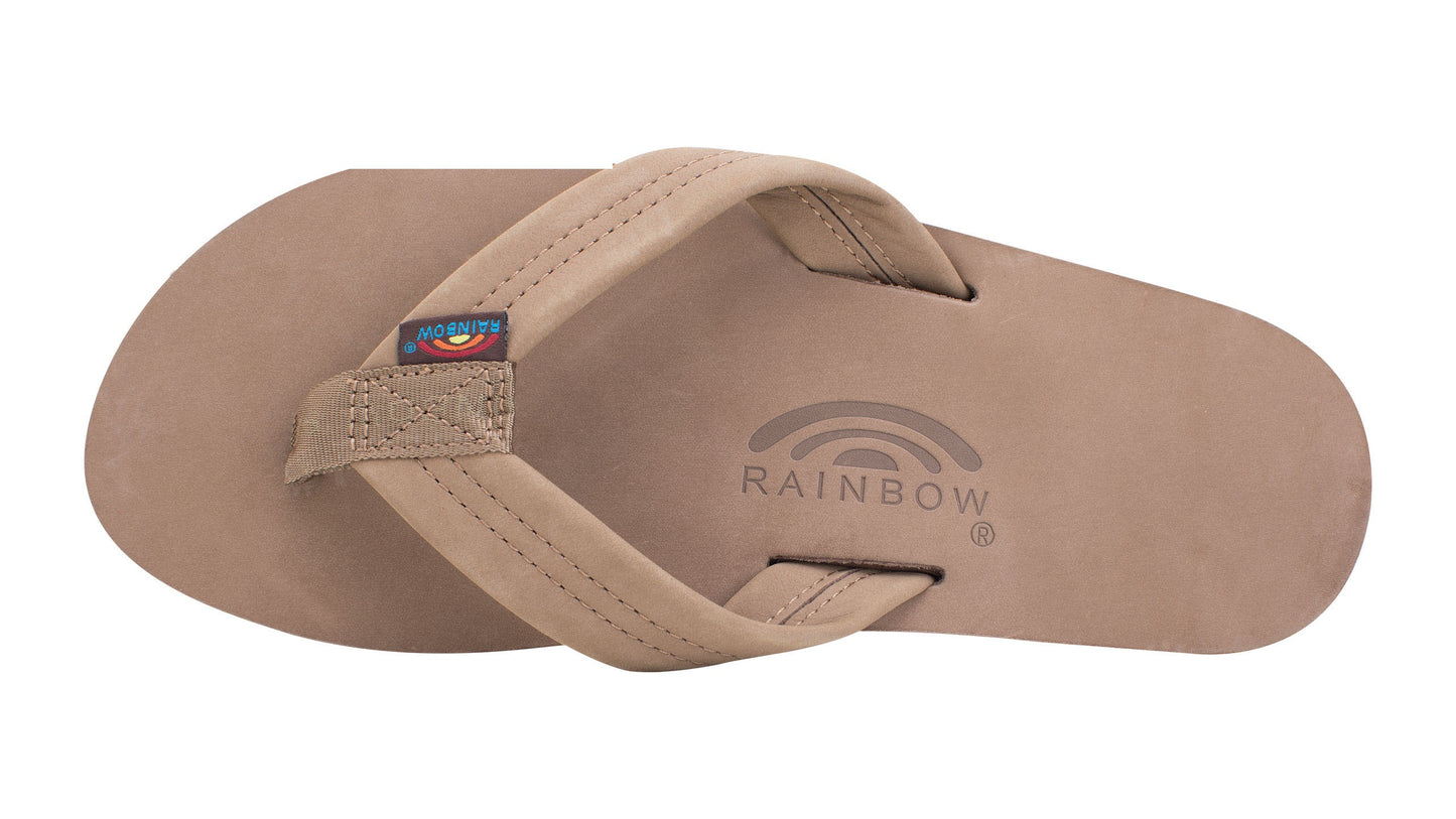 Rainbow Double Layer Wide Strap Men's Sandals  - Dark Brown
