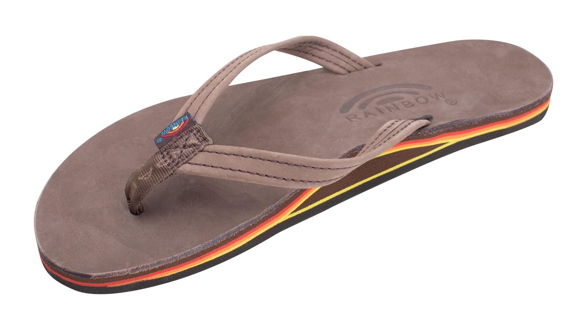 Rainbow Single Layer Narrow Strap Women's Sandals  - Expresso/Red/Orange/Yellow