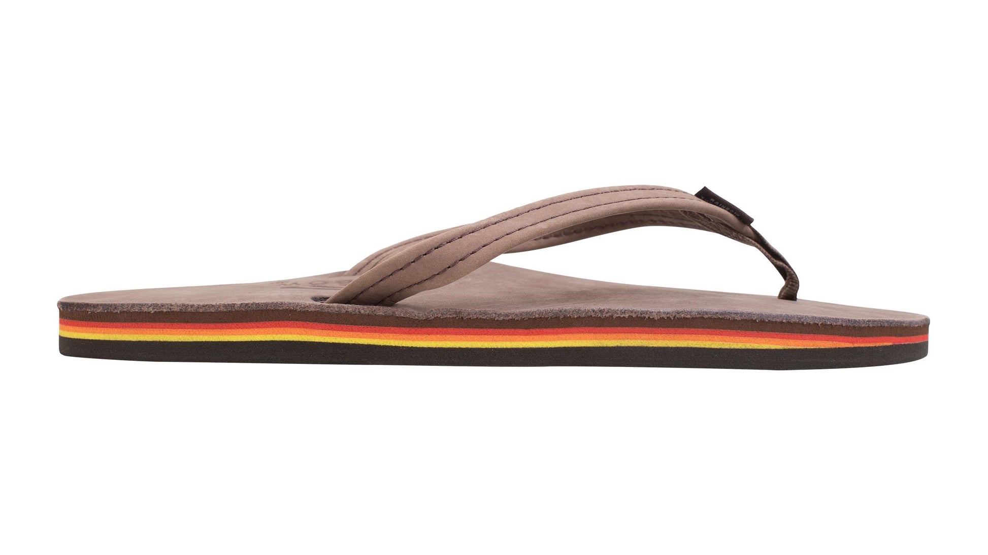 Rainbow Single Layer Narrow Strap Women's Sandals  - Expresso/Red/Orange/Yellow