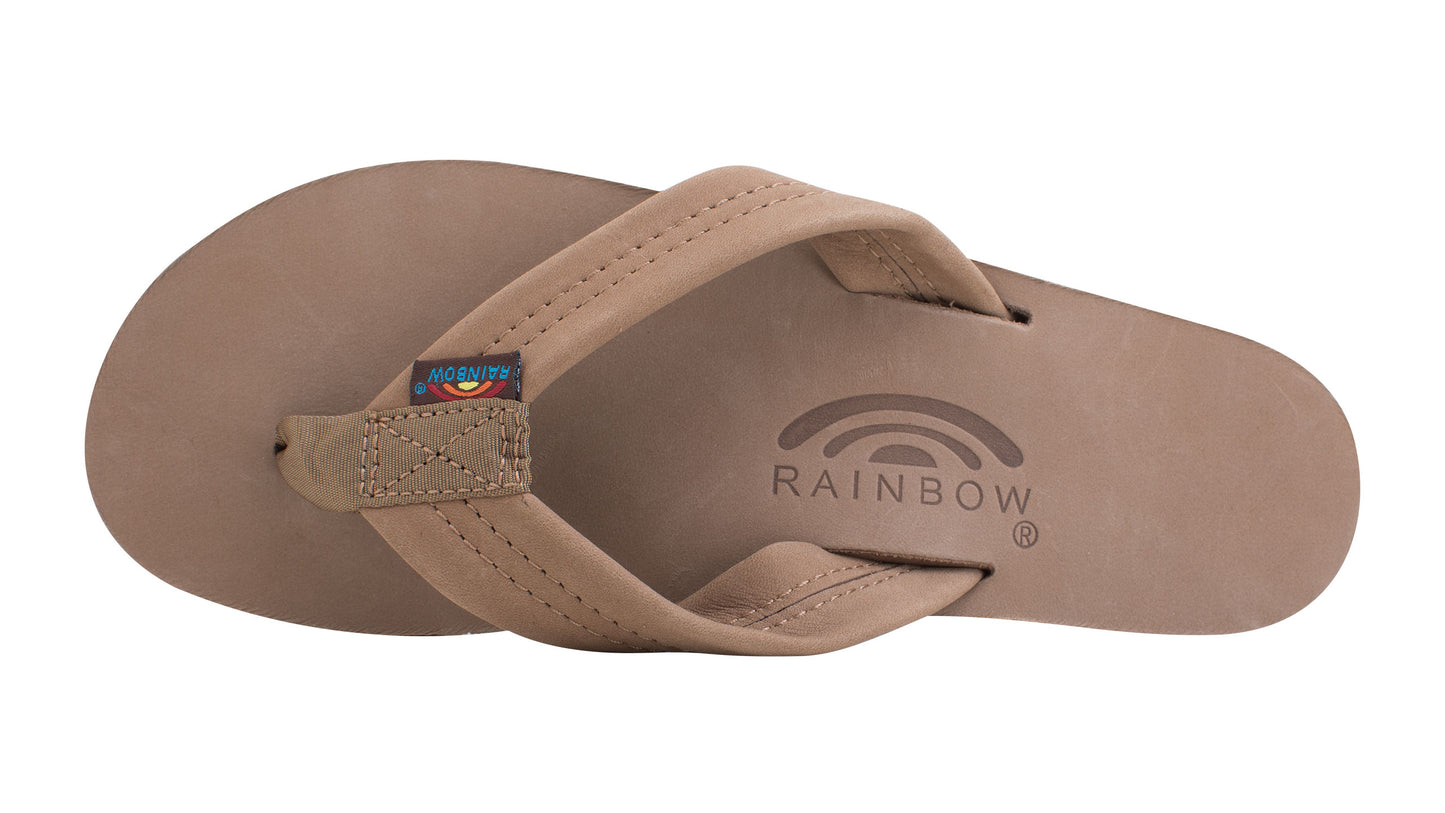 Rainbow Single Layer Wide Strap Women's Sandals  - Dark Brown