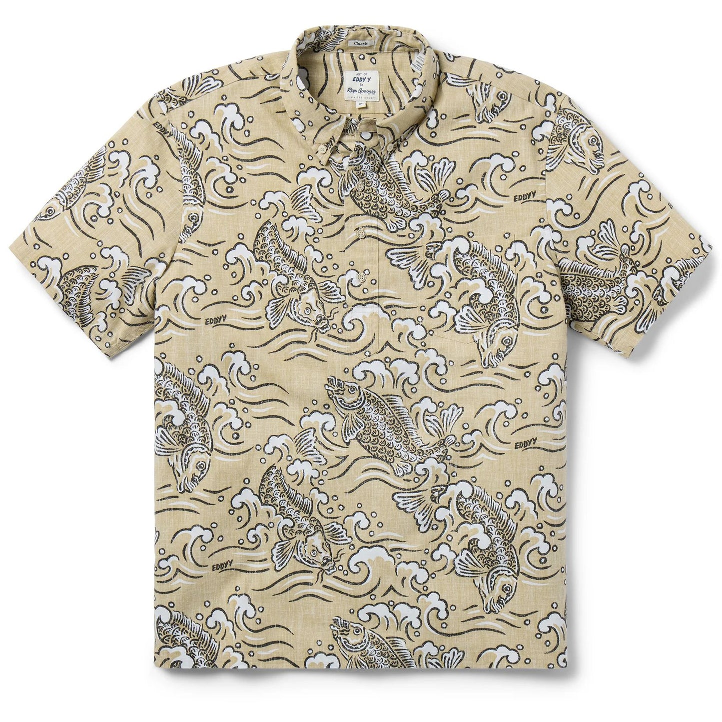 Reyn Spooner Koi Stream Eddy Y Pullover Shirt - Sand