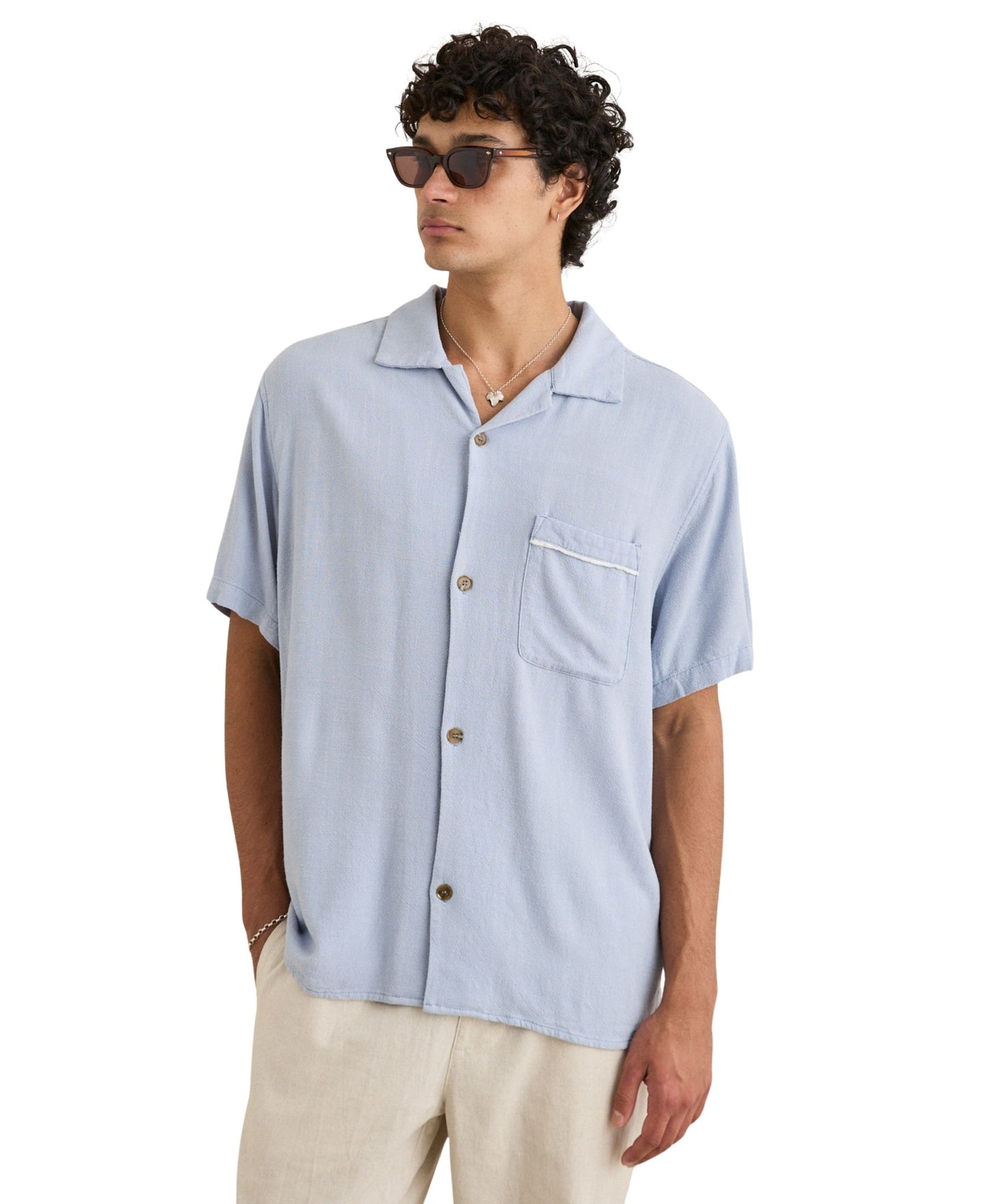 Rhythm Daytona Ss Shirt - Sky