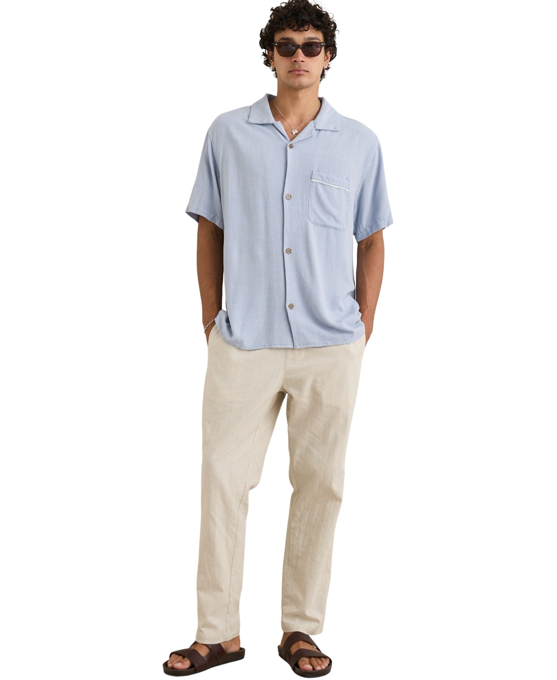 Rhythm Daytona Ss Shirt - Sky