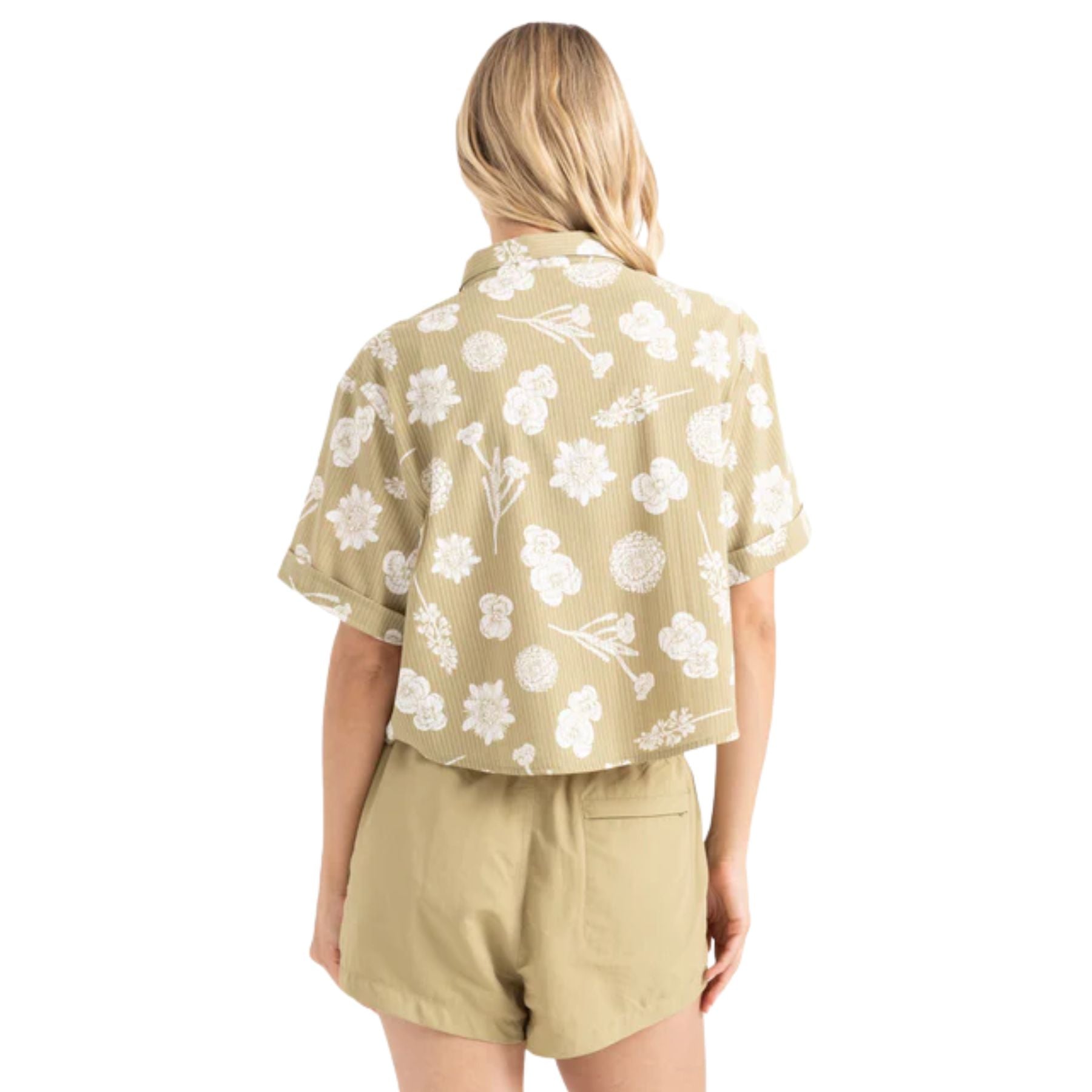 Roark Women's Bless Up Cropped Button Up Shirt - Dusty Olive
