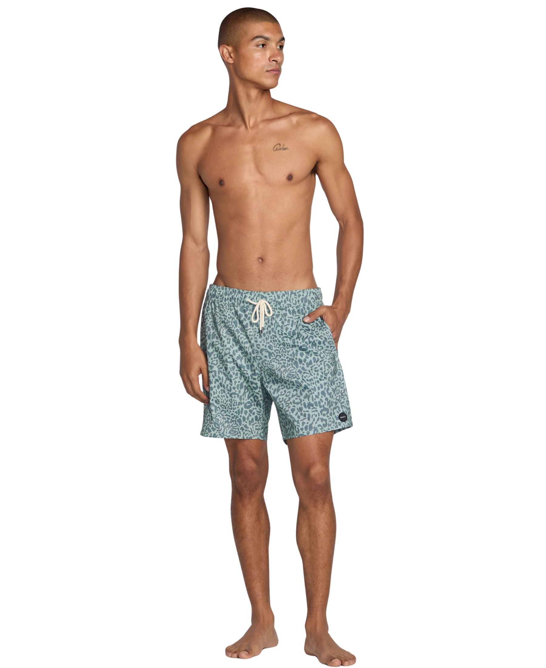 Rvca Men's Barnes Elastic Waist 17" Boardshorts  - Blue Haze
