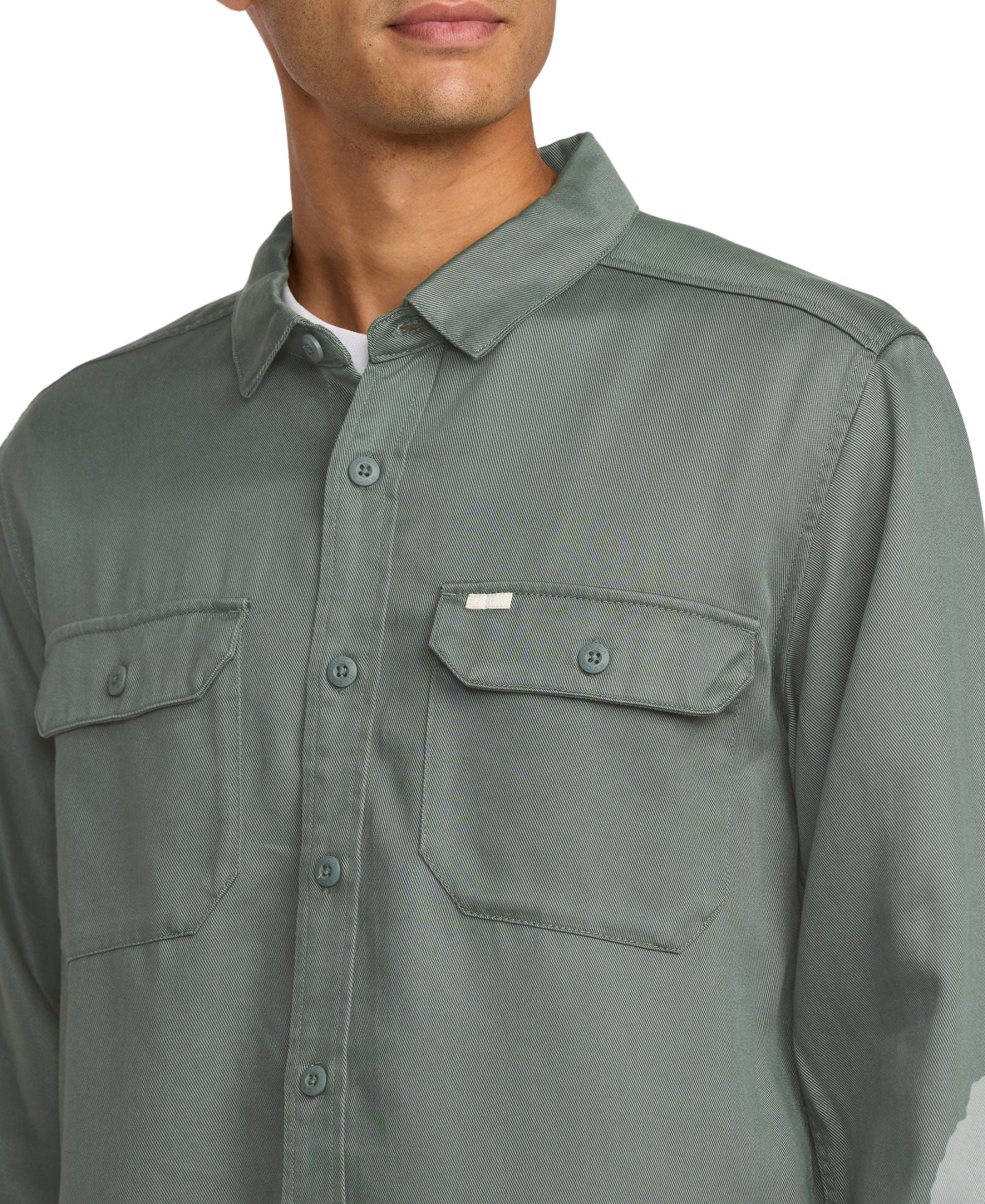 Rvca Men's Vacancy Utility Long Sleeve Shirt - Jade