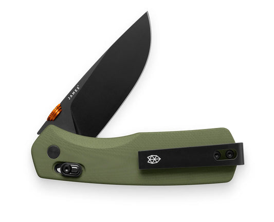 The James Brand Carter Medium OD Green + Orange + Black Knife 