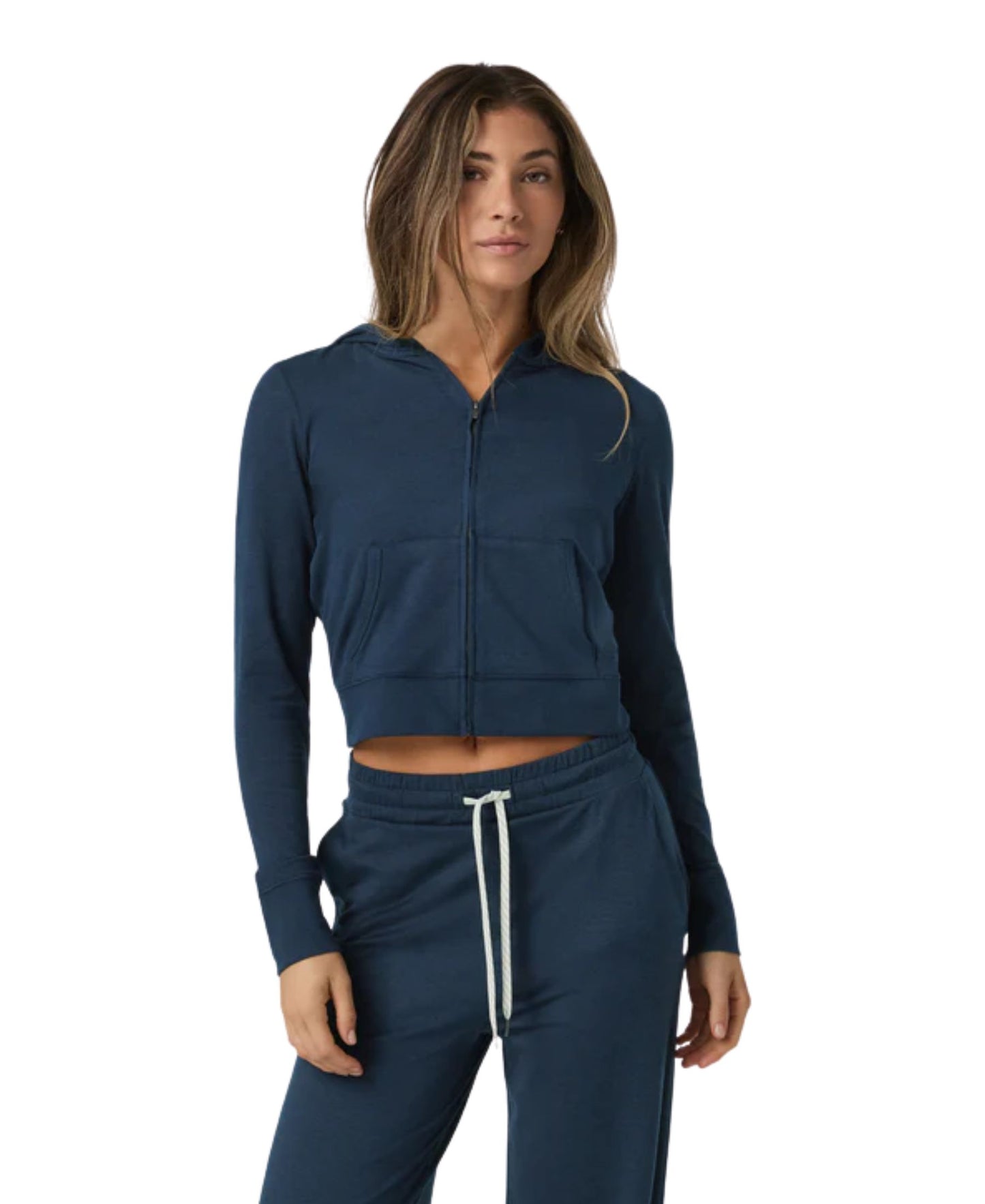 Vuori Halo Mini Full Zip Hoodie - Blue Coast Heather