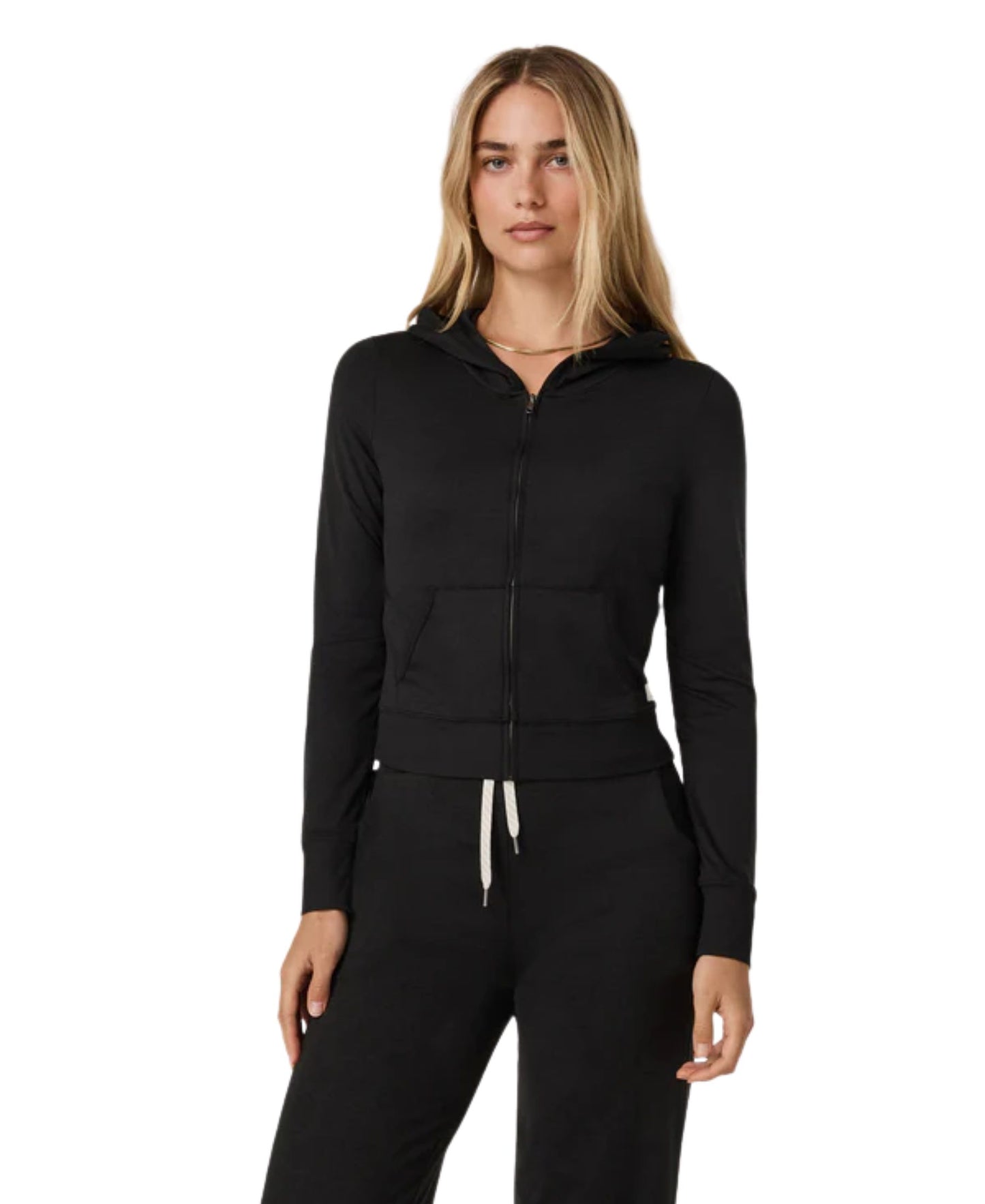 Vuori Halo Mini Full Zip Hoodie - Black Heather