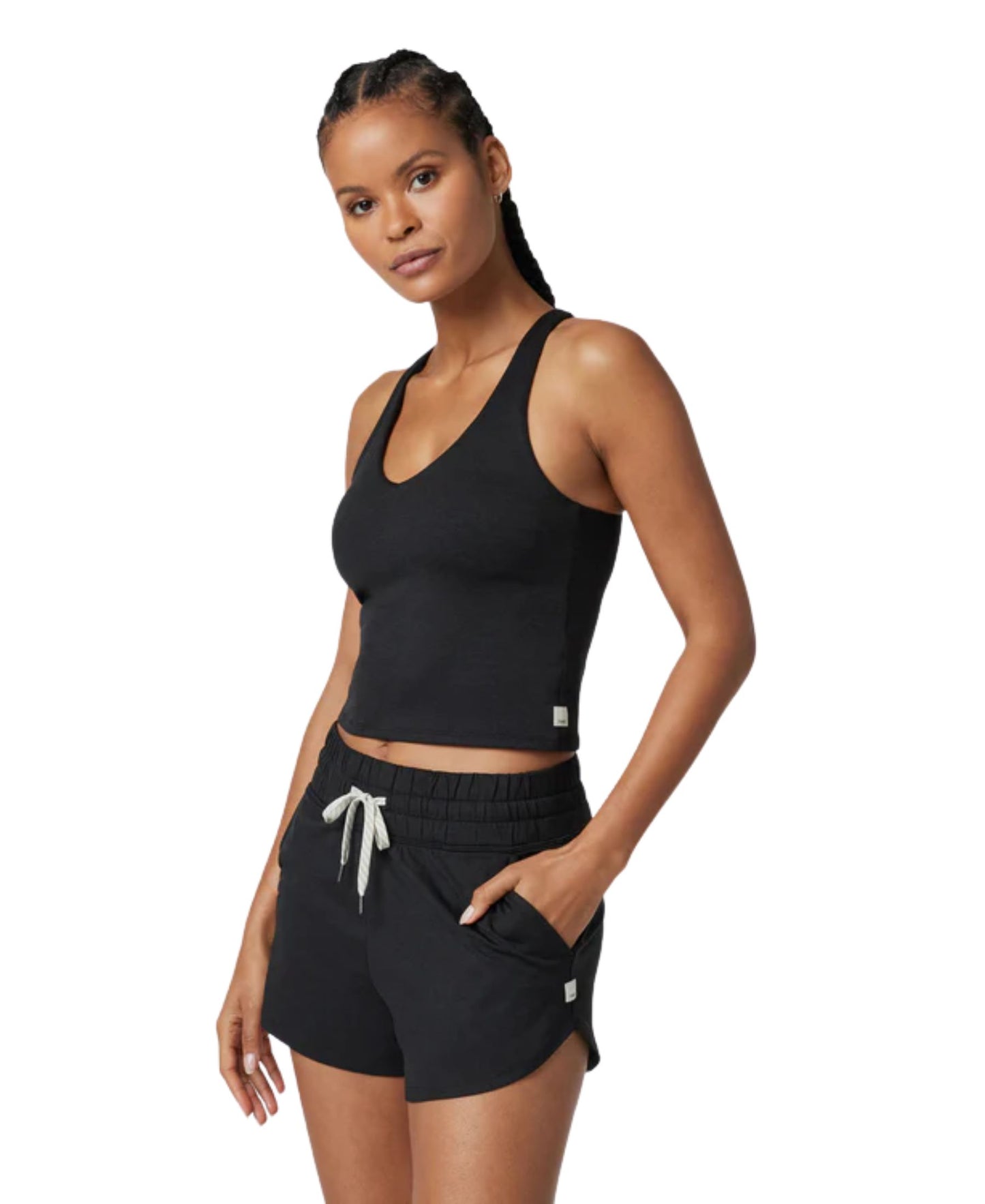 Vuori Halo Performance Crop Tank - Black Heather