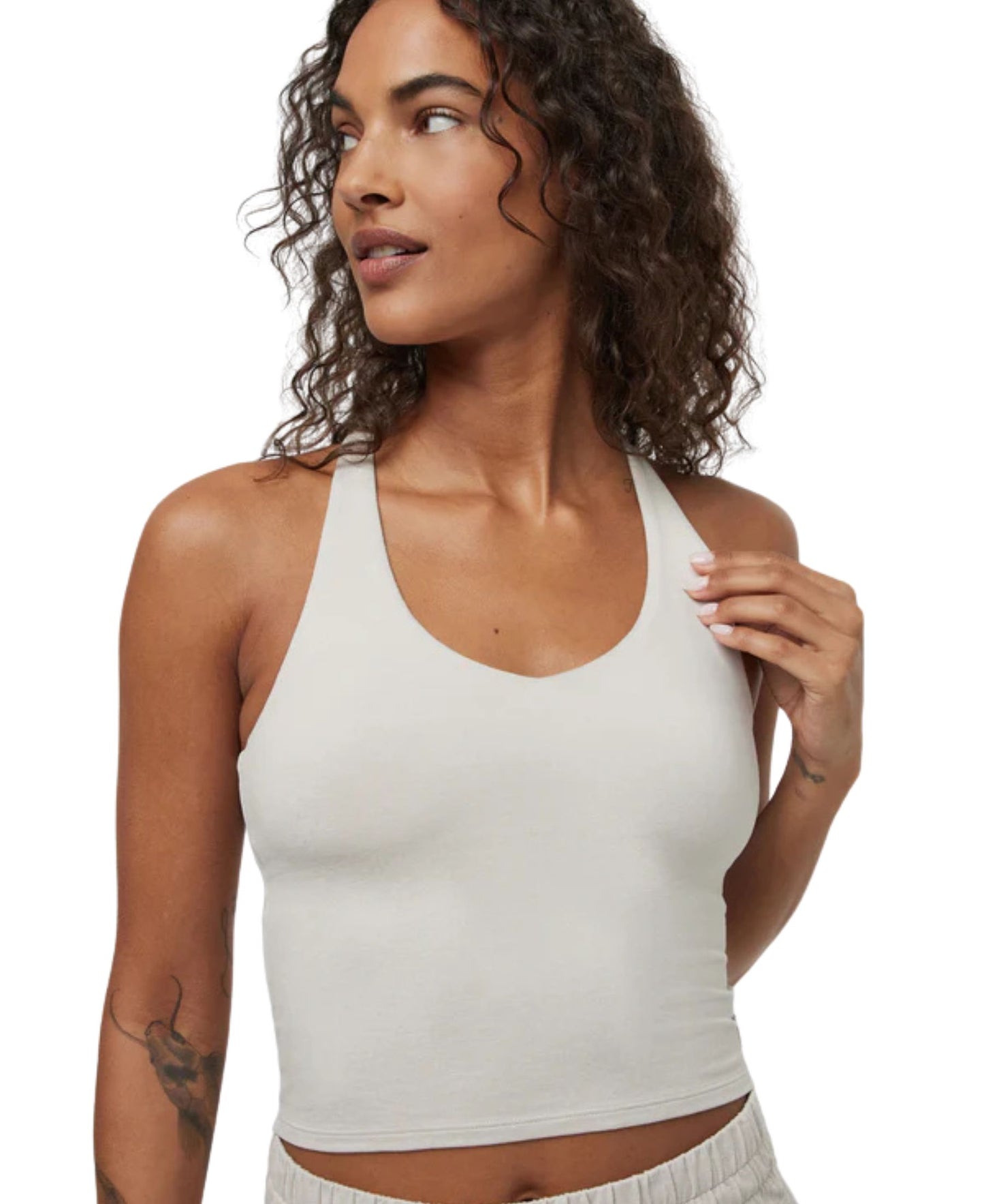 Vuori Halo Performance Crop Tank - Ecru Heather