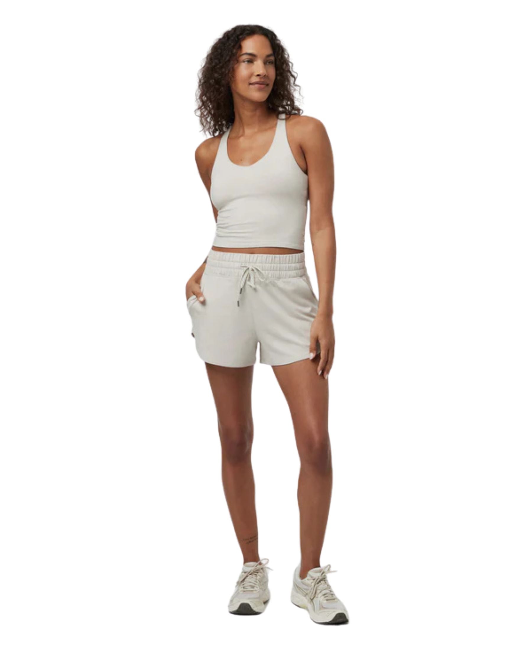 Vuori Halo Performance Crop Tank - Ecru Heather